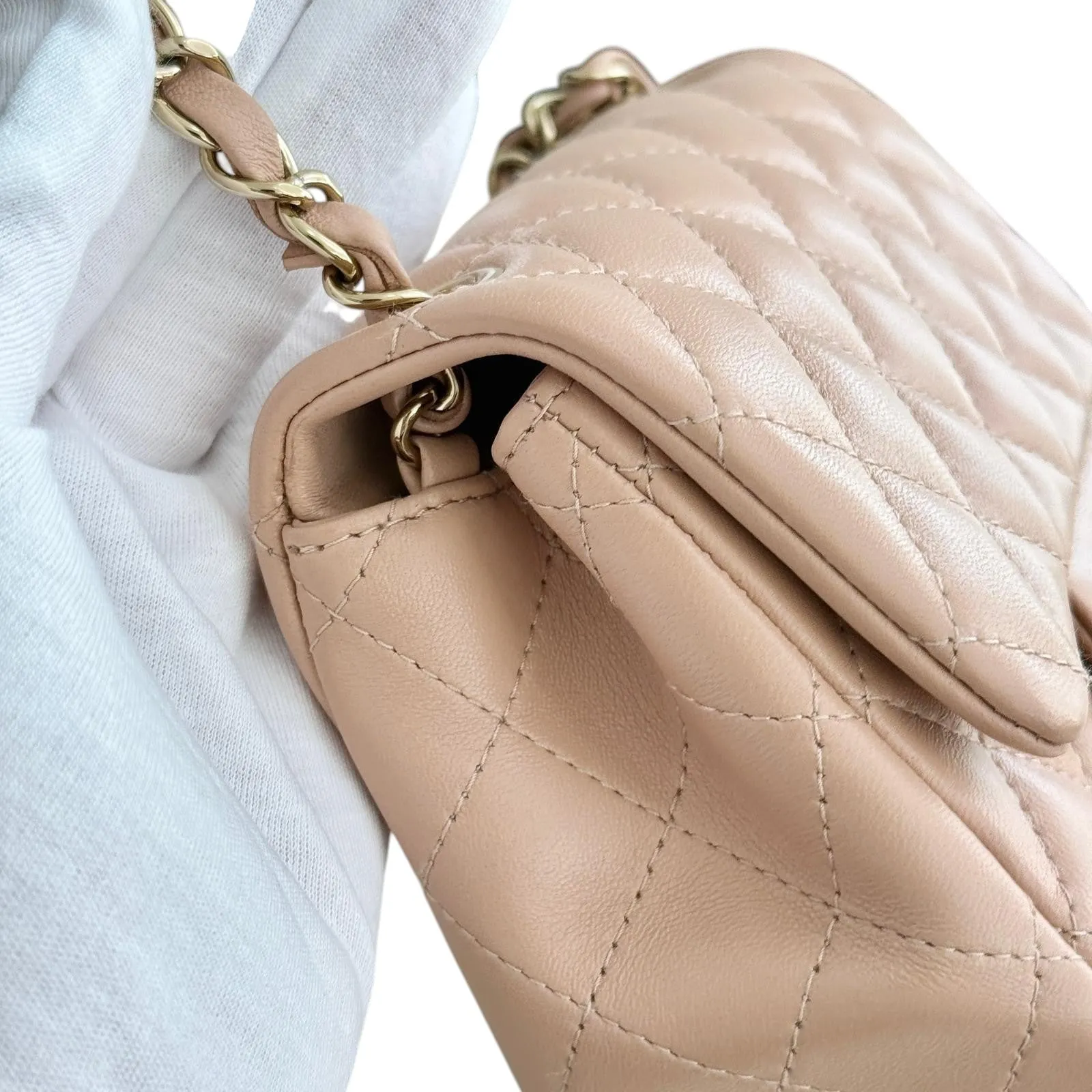 Chanel Classic Square Mini Light Pink Lambskin, Light Gold-tone Hardware