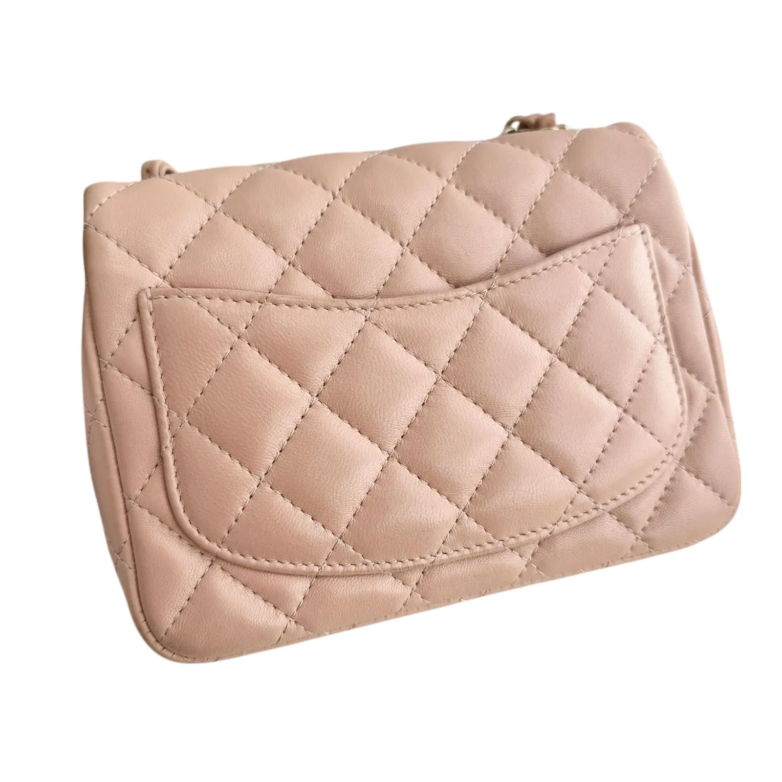 Chanel Classic Square Mini Light Pink Lambskin, Light Gold-tone Hardware