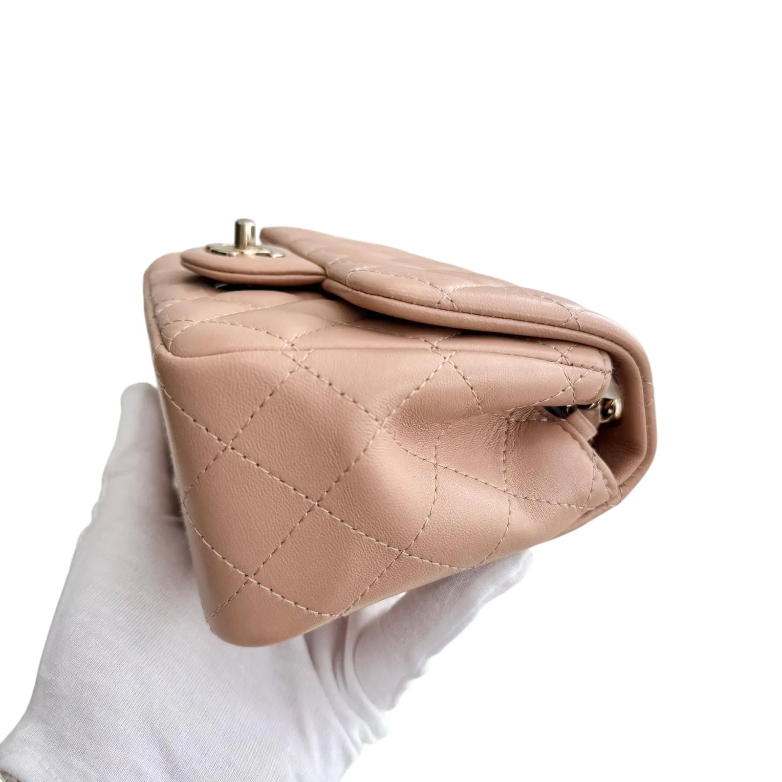 Chanel Classic Square Mini Light Pink Lambskin, Light Gold-tone Hardware