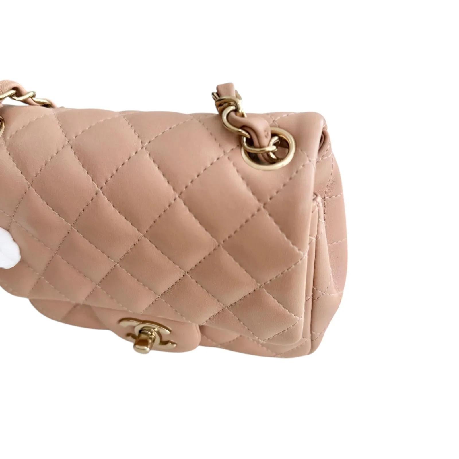 Chanel Classic Square Mini Light Pink Lambskin, Light Gold-tone Hardware
