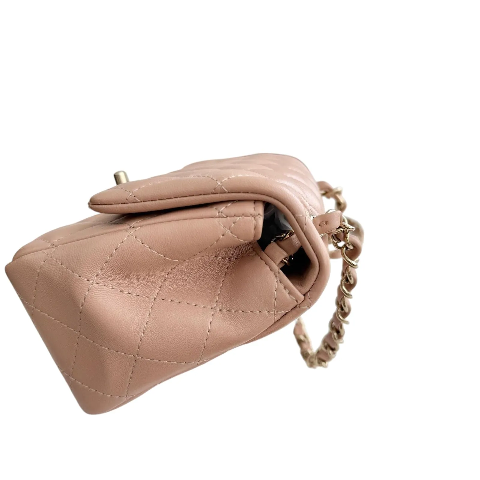 Chanel Classic Square Mini Light Pink Lambskin, Light Gold-tone Hardware