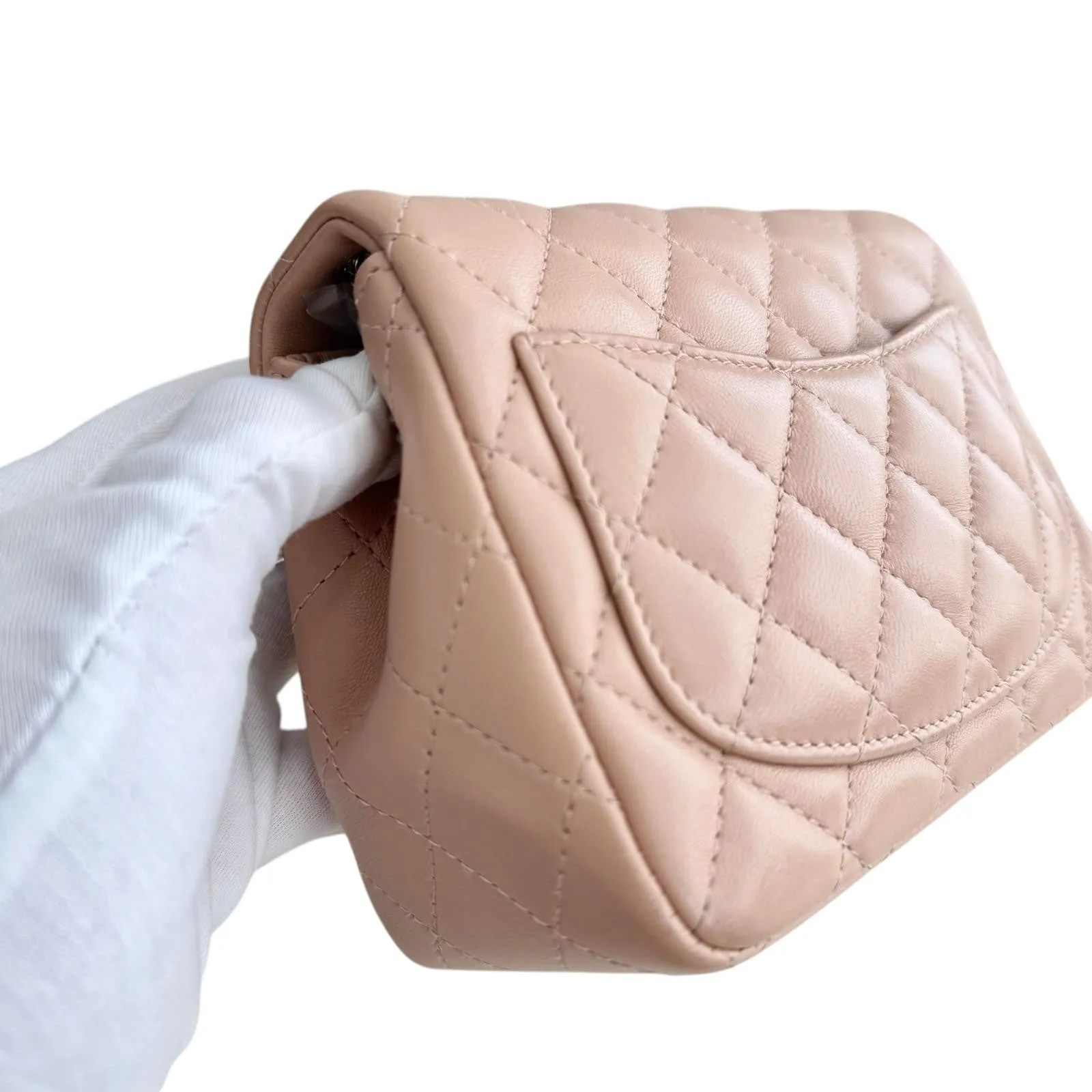 Chanel Classic Square Mini Light Pink Lambskin, Light Gold-tone Hardware