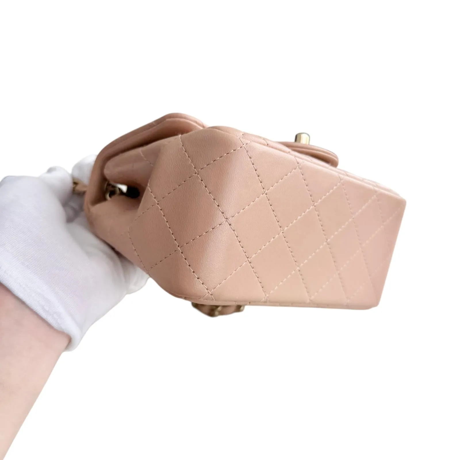 Chanel Classic Square Mini Light Pink Lambskin, Light Gold-tone Hardware