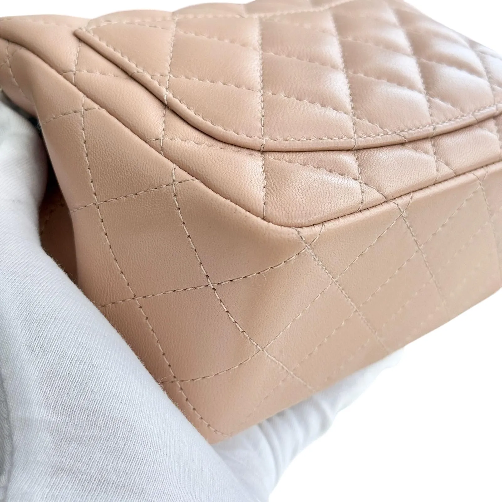 Chanel Classic Square Mini Light Pink Lambskin, Light Gold-tone Hardware