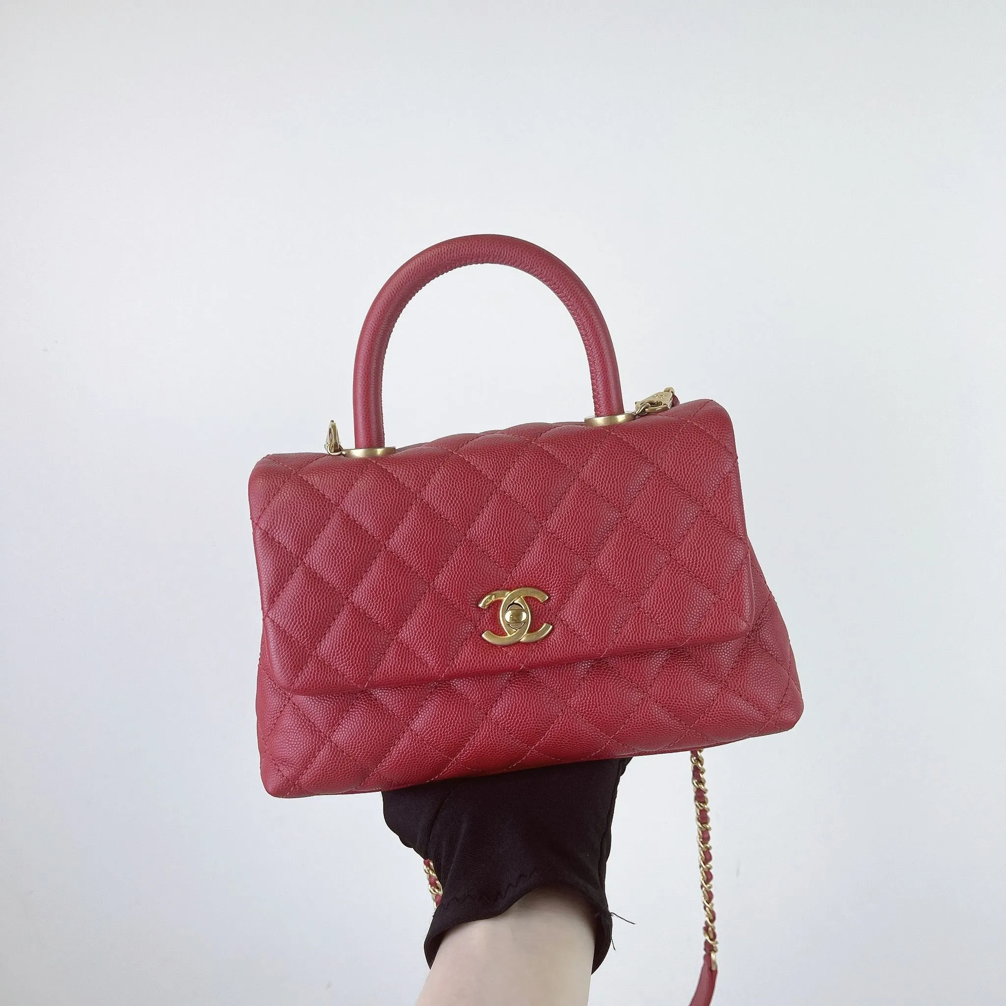 Chanel Coco Handle Small Red Caviar Gold-tone Hardware