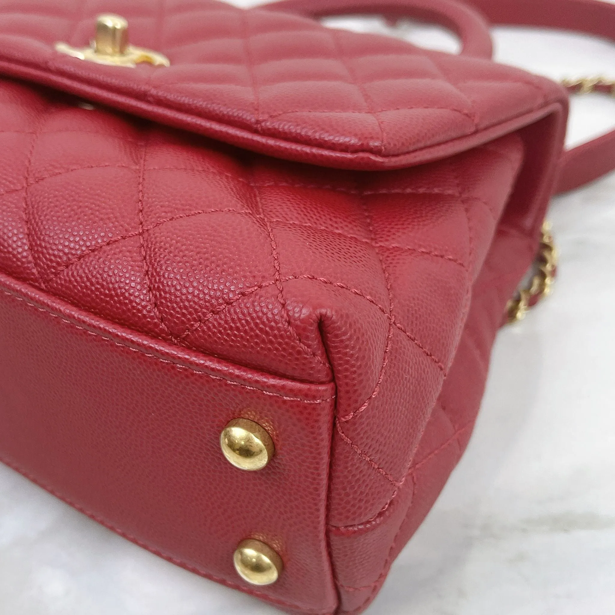 Chanel Coco Handle Small Red Caviar Gold-tone Hardware