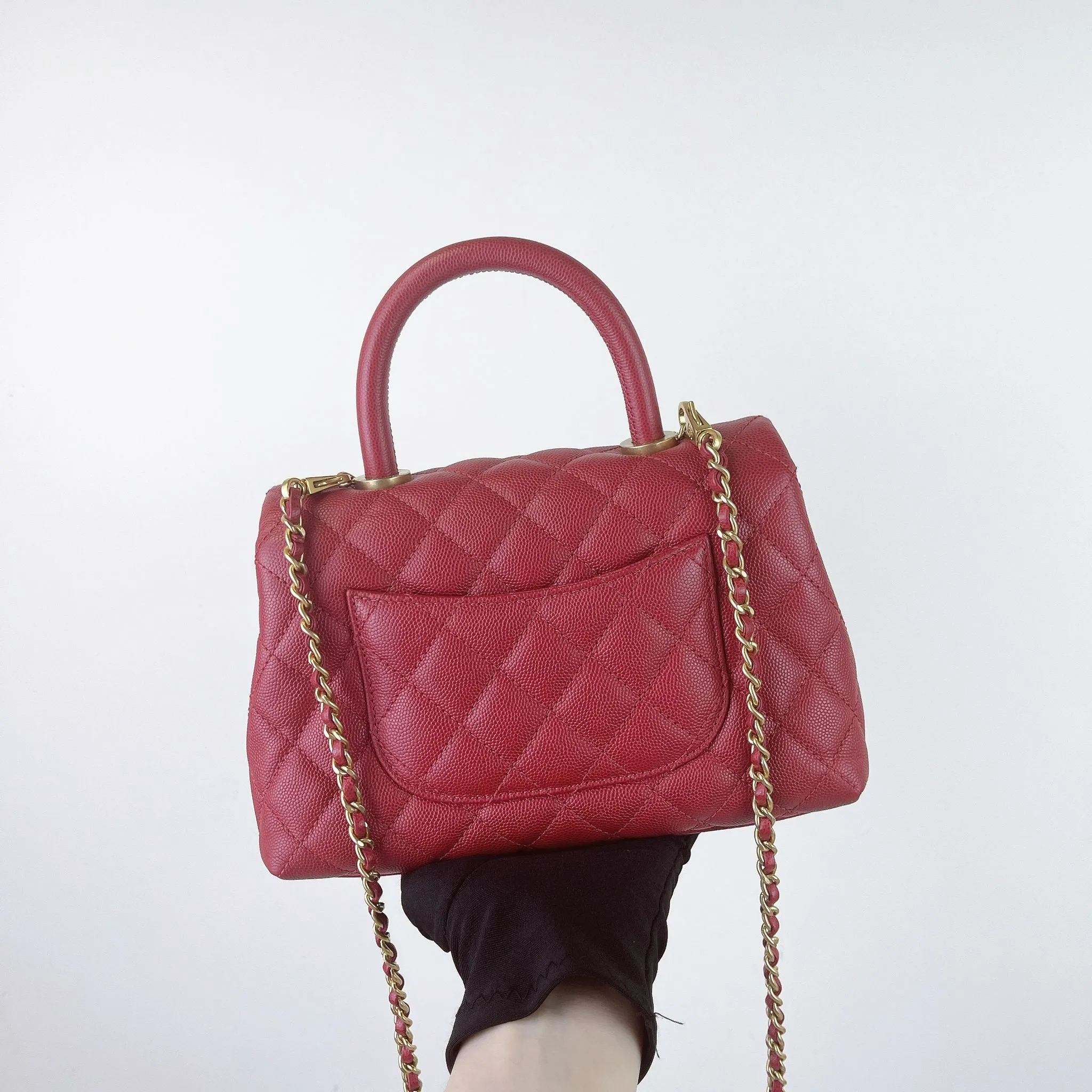 Chanel Coco Handle Small Red Caviar Gold-tone Hardware