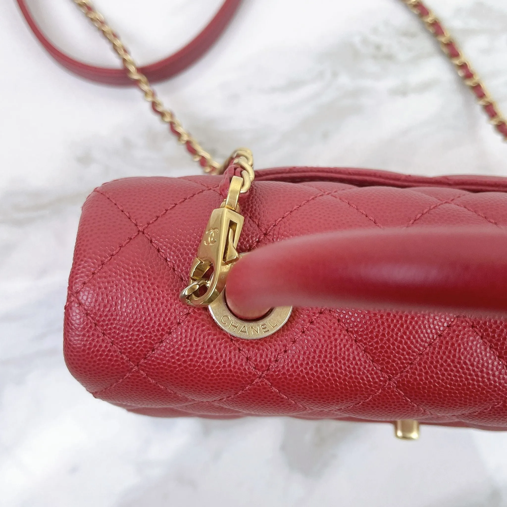 Chanel Coco Handle Small Red Caviar Gold-tone Hardware