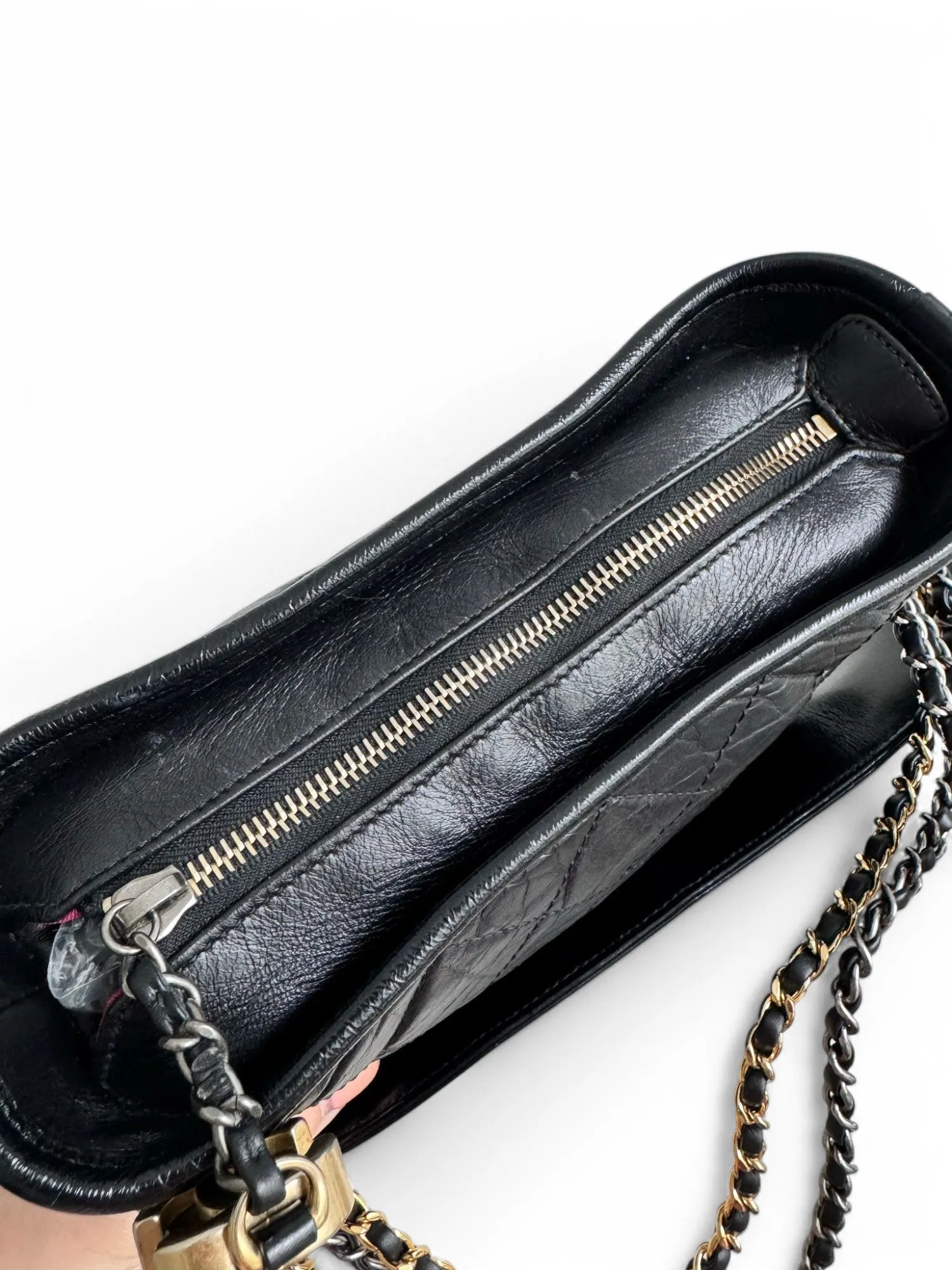 Chanel Gabrielle Top Handle Small Black Calfskin Leather, Mixed-tone Hardware