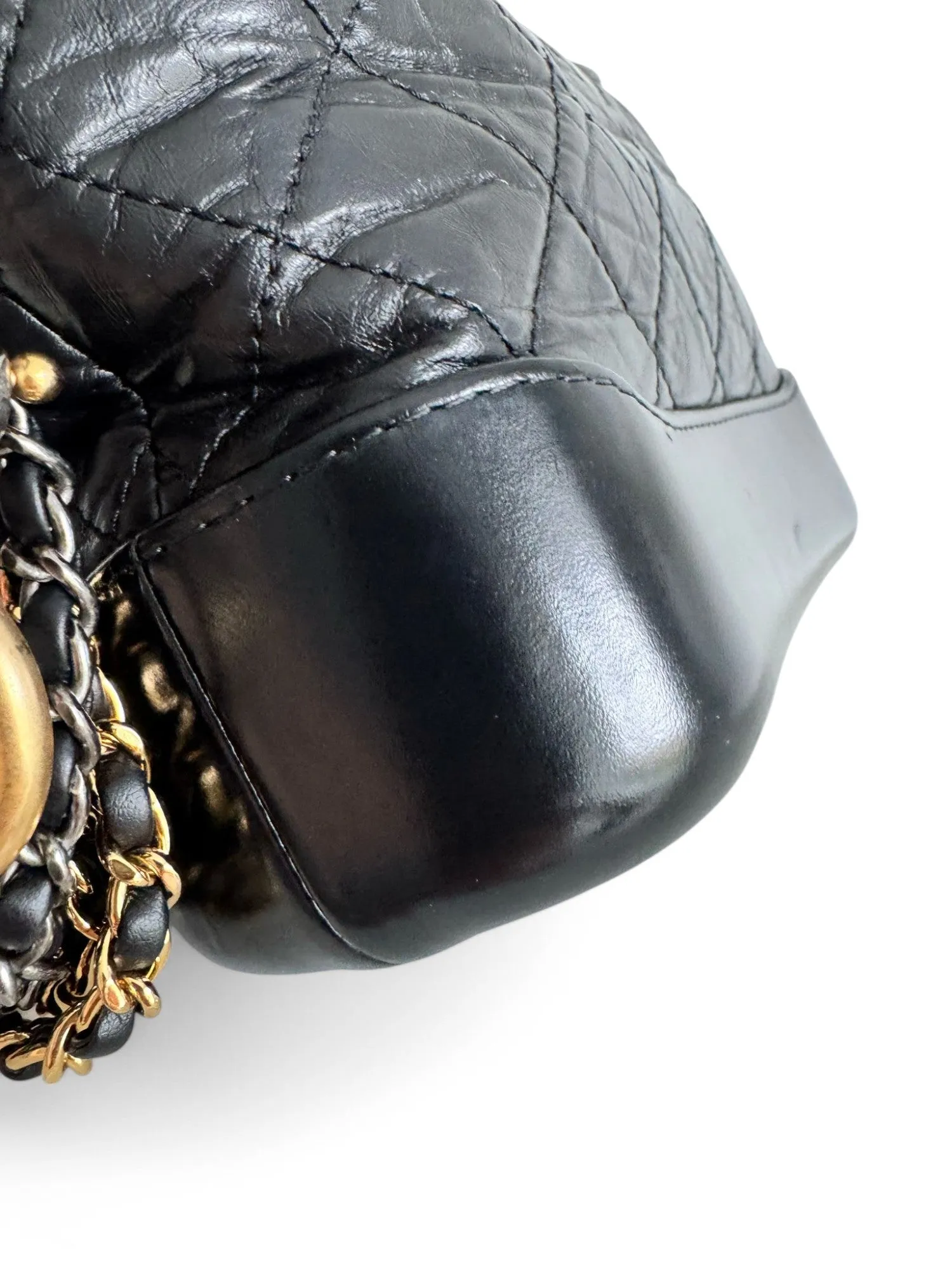 Chanel Gabrielle Top Handle Small Black Calfskin Leather, Mixed-tone Hardware