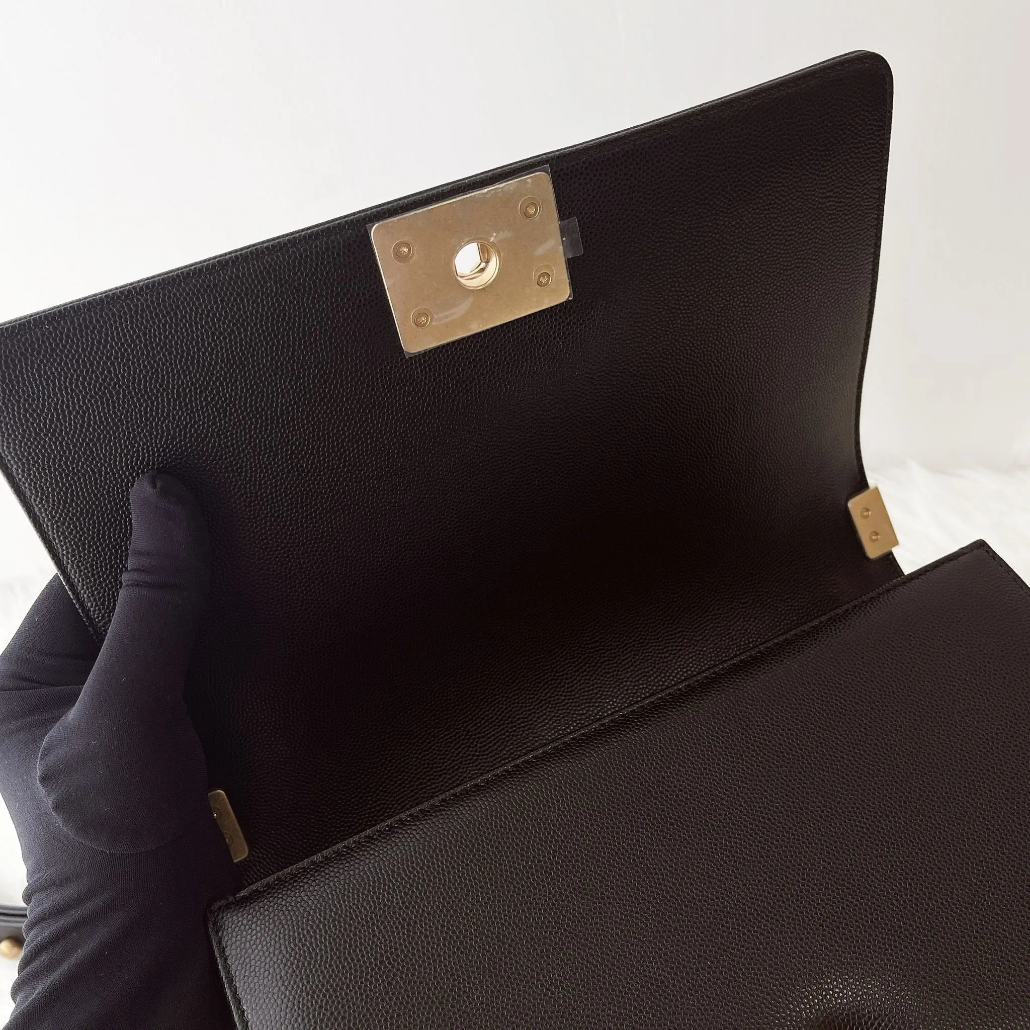 Chanel Leboy Old MediumBlack Caviar Gold-tone Hardware