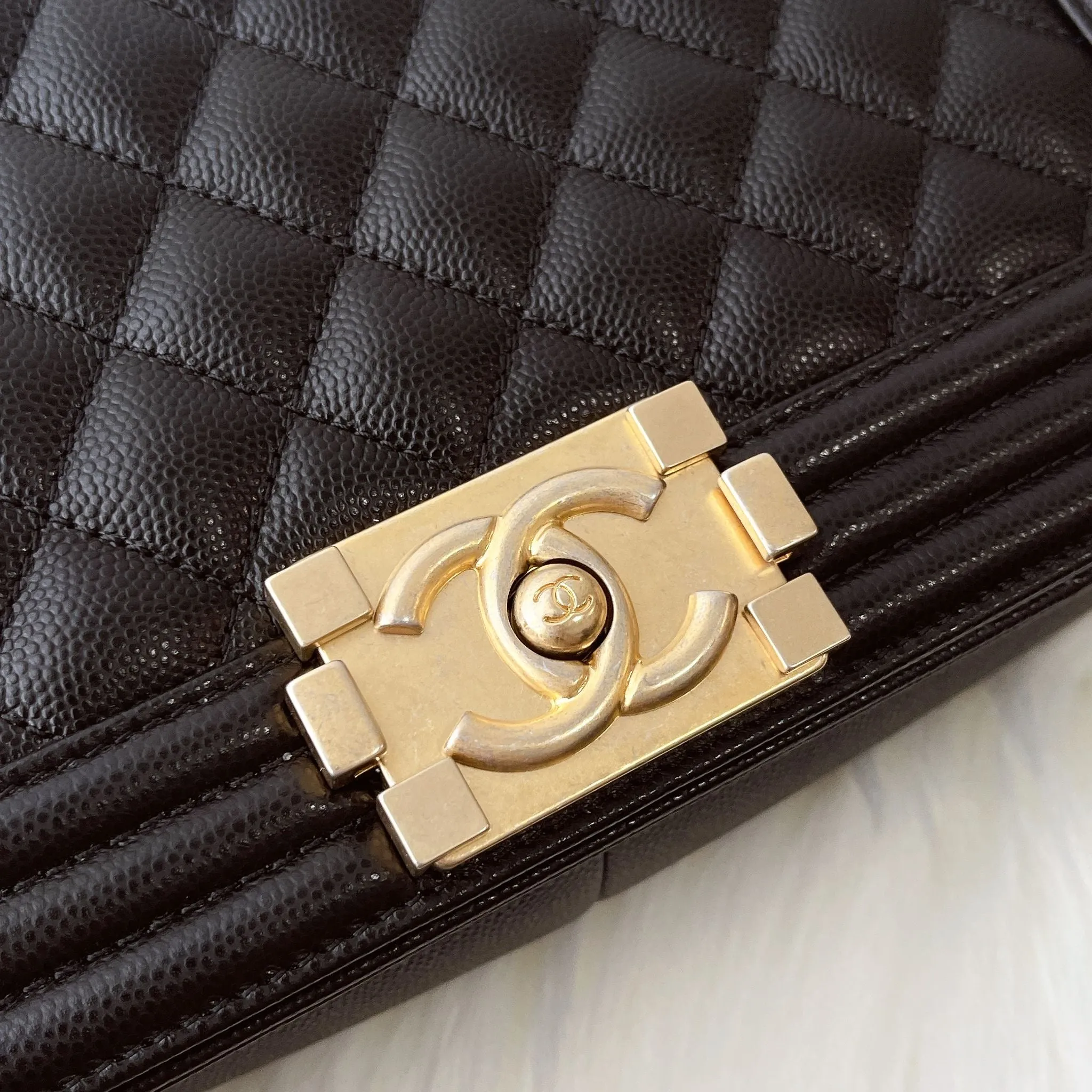 Chanel Leboy Old MediumBlack Caviar Gold-tone Hardware