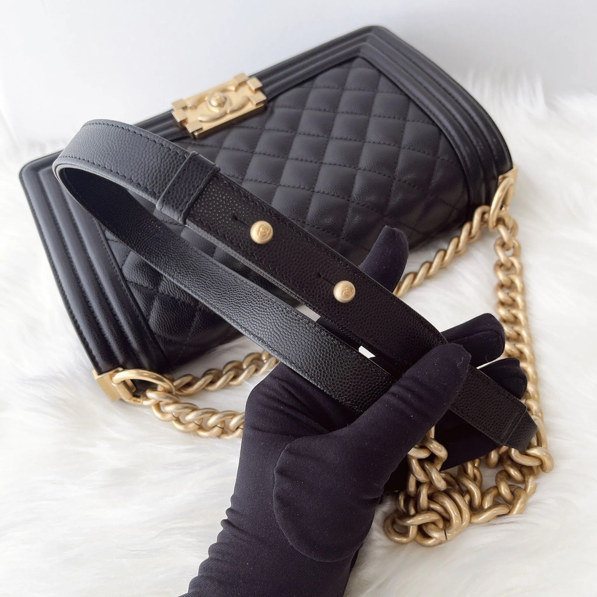 Chanel Leboy Old MediumBlack Caviar Gold-tone Hardware