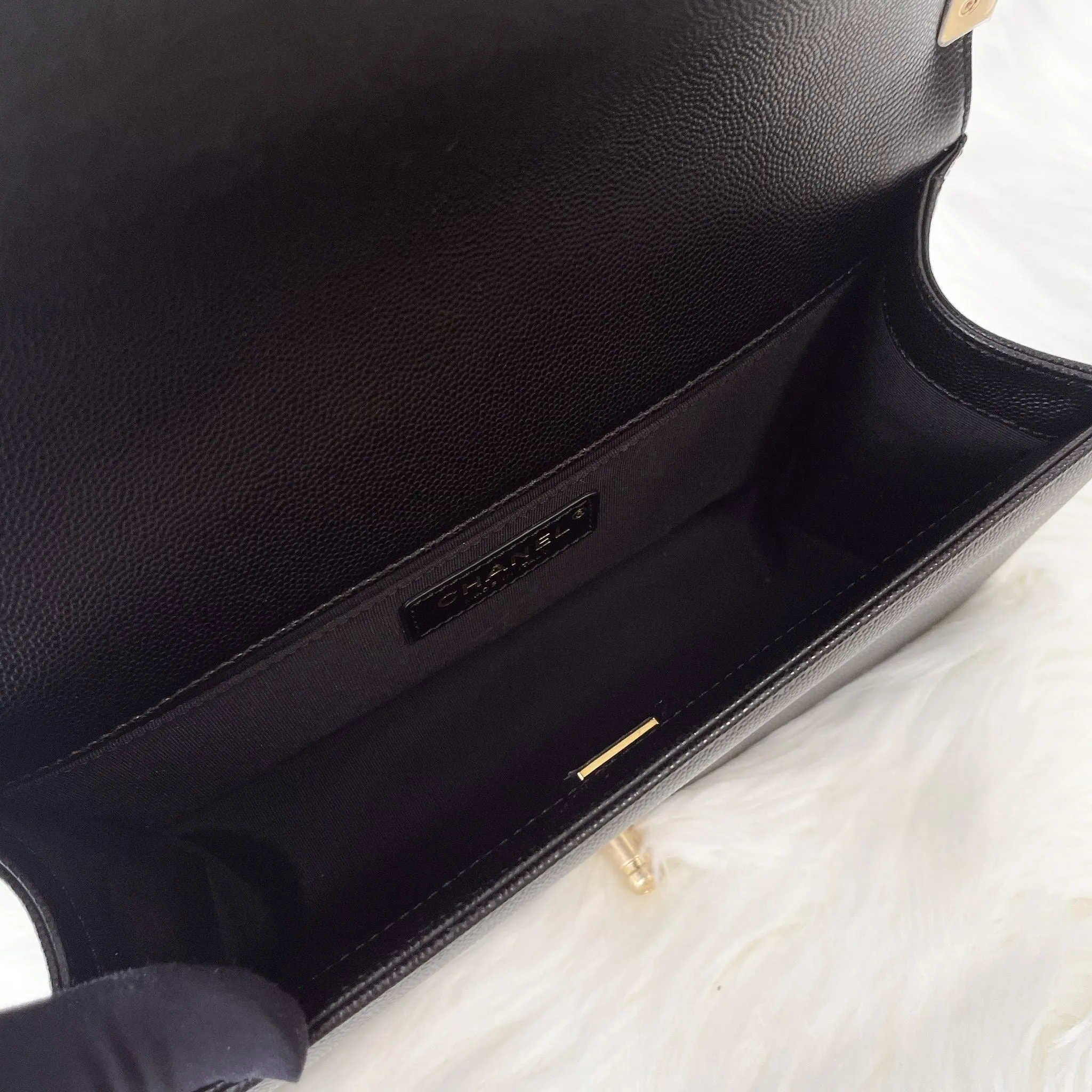 Chanel Leboy Old MediumBlack Caviar Gold-tone Hardware