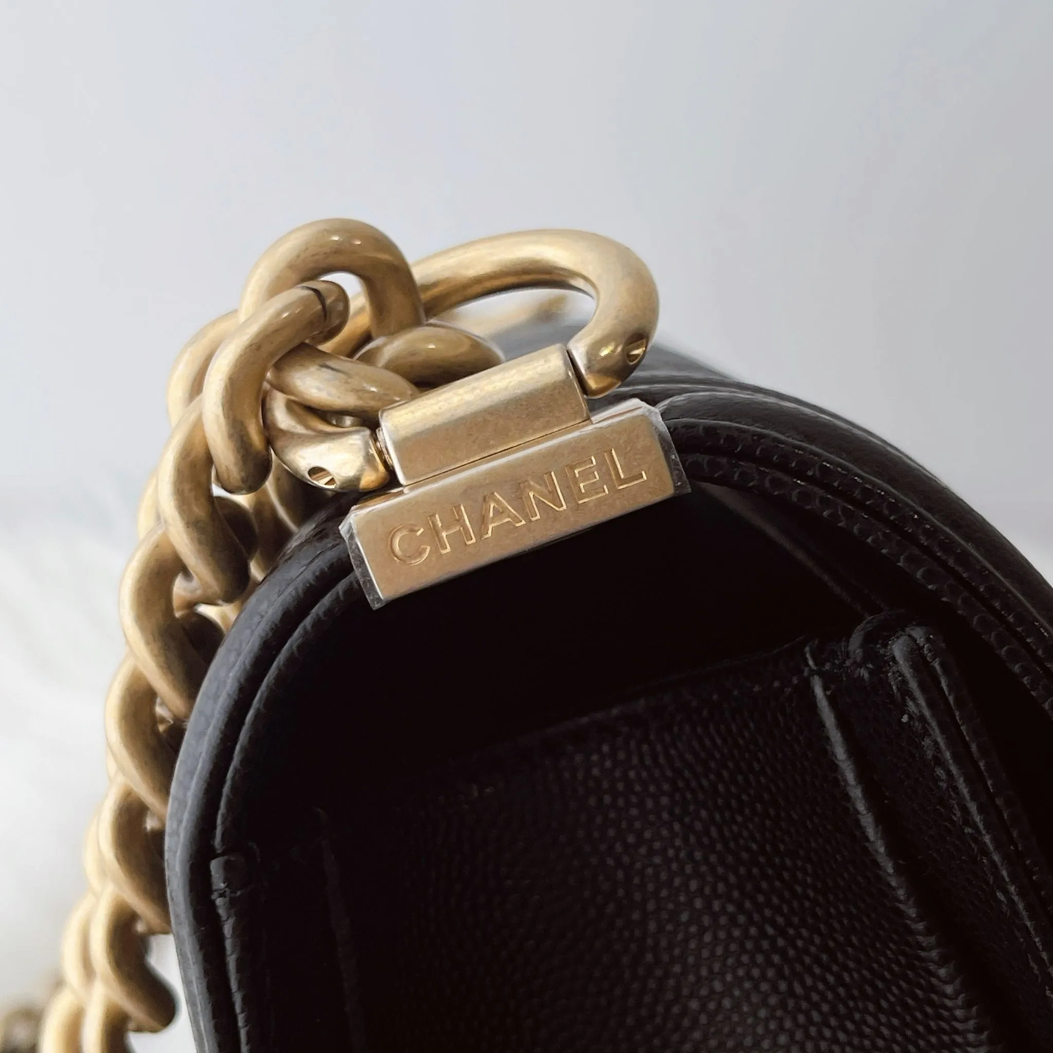 Chanel Leboy Old MediumBlack Caviar Gold-tone Hardware