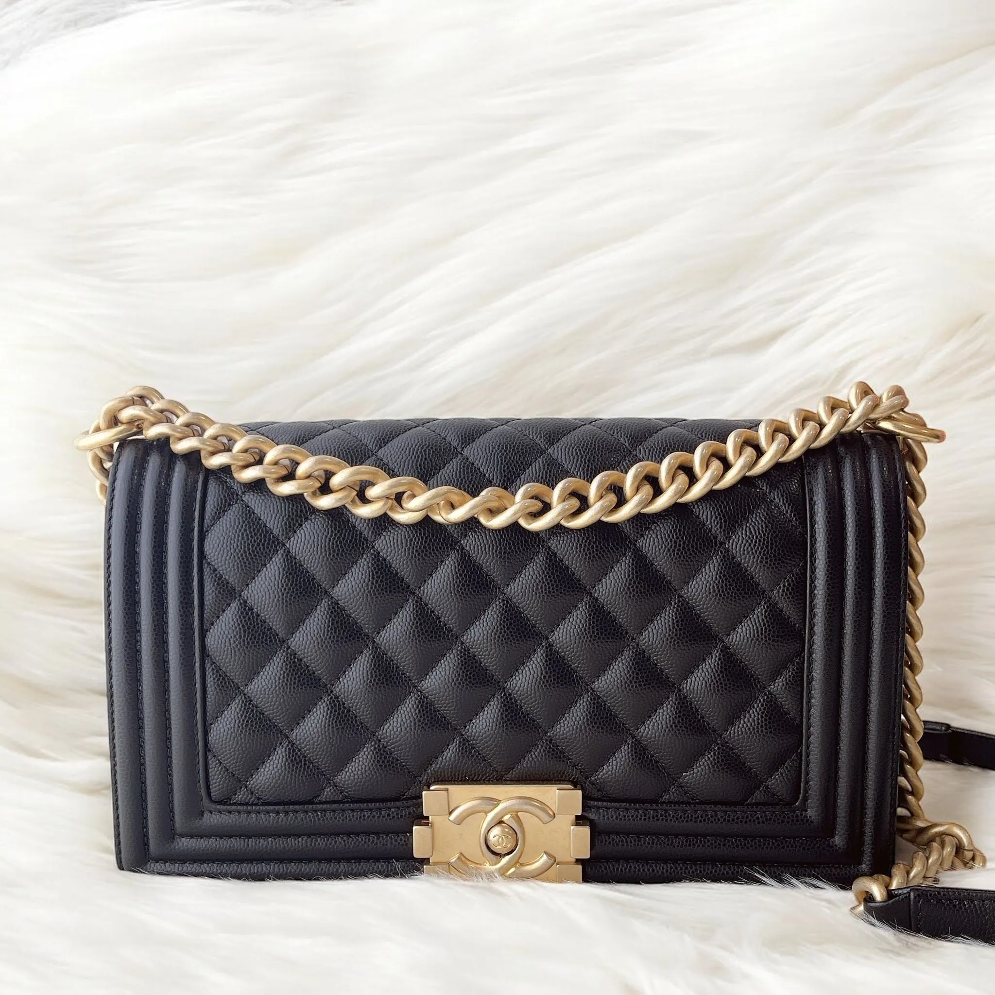Chanel Leboy Old MediumBlack Caviar Gold-tone Hardware