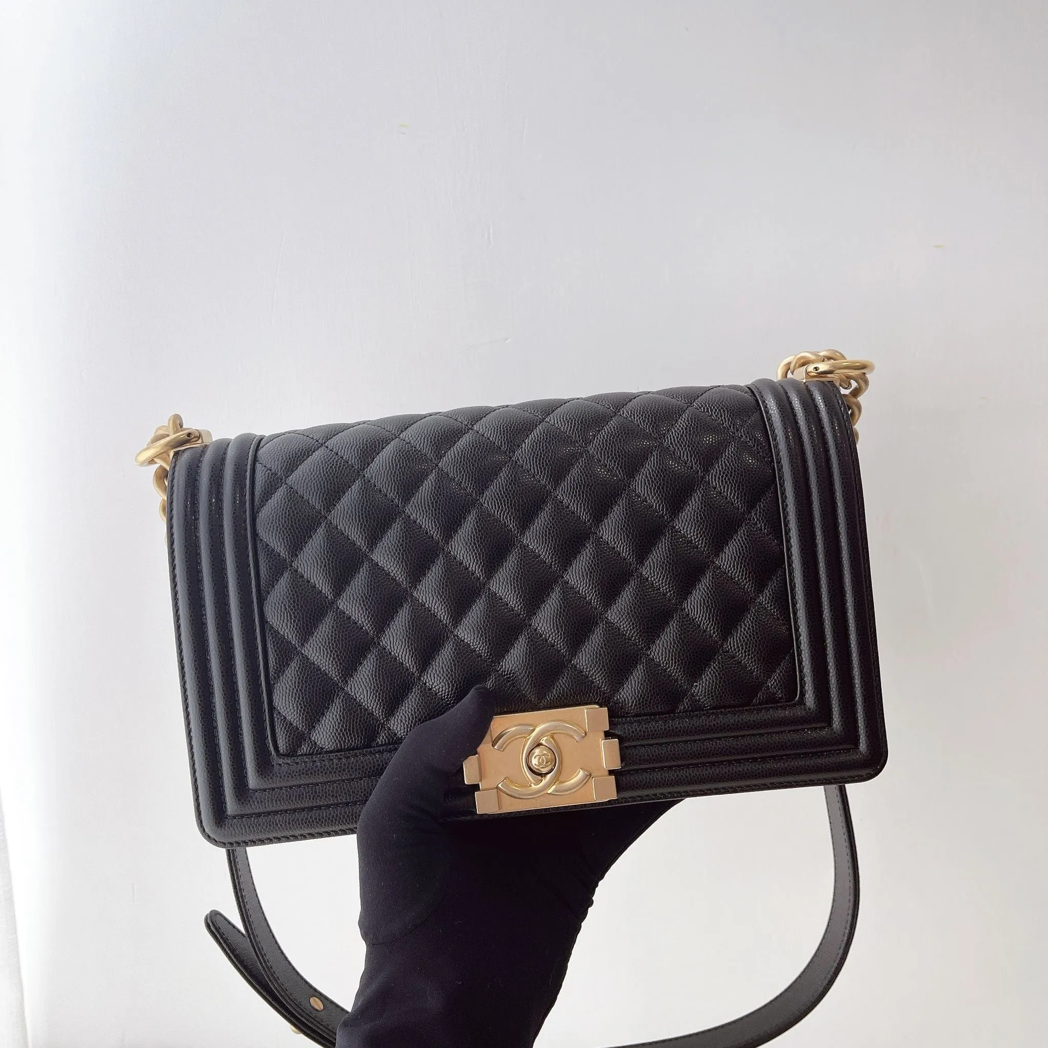 Chanel Leboy Old MediumBlack Caviar Gold-tone Hardware