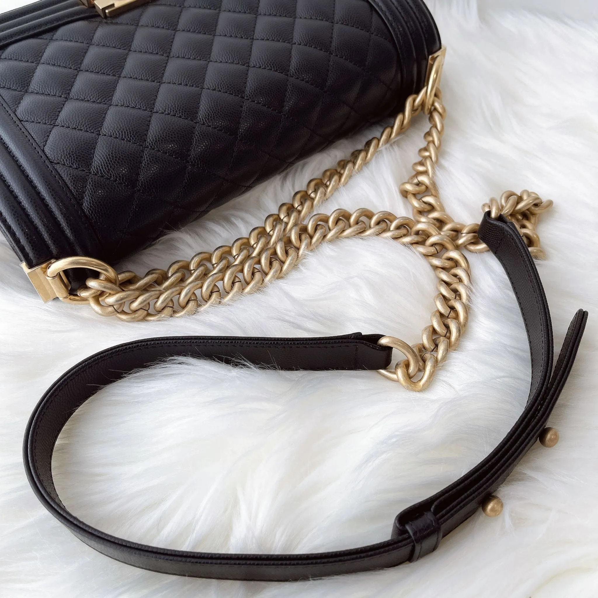 Chanel Leboy Old MediumBlack Caviar Gold-tone Hardware