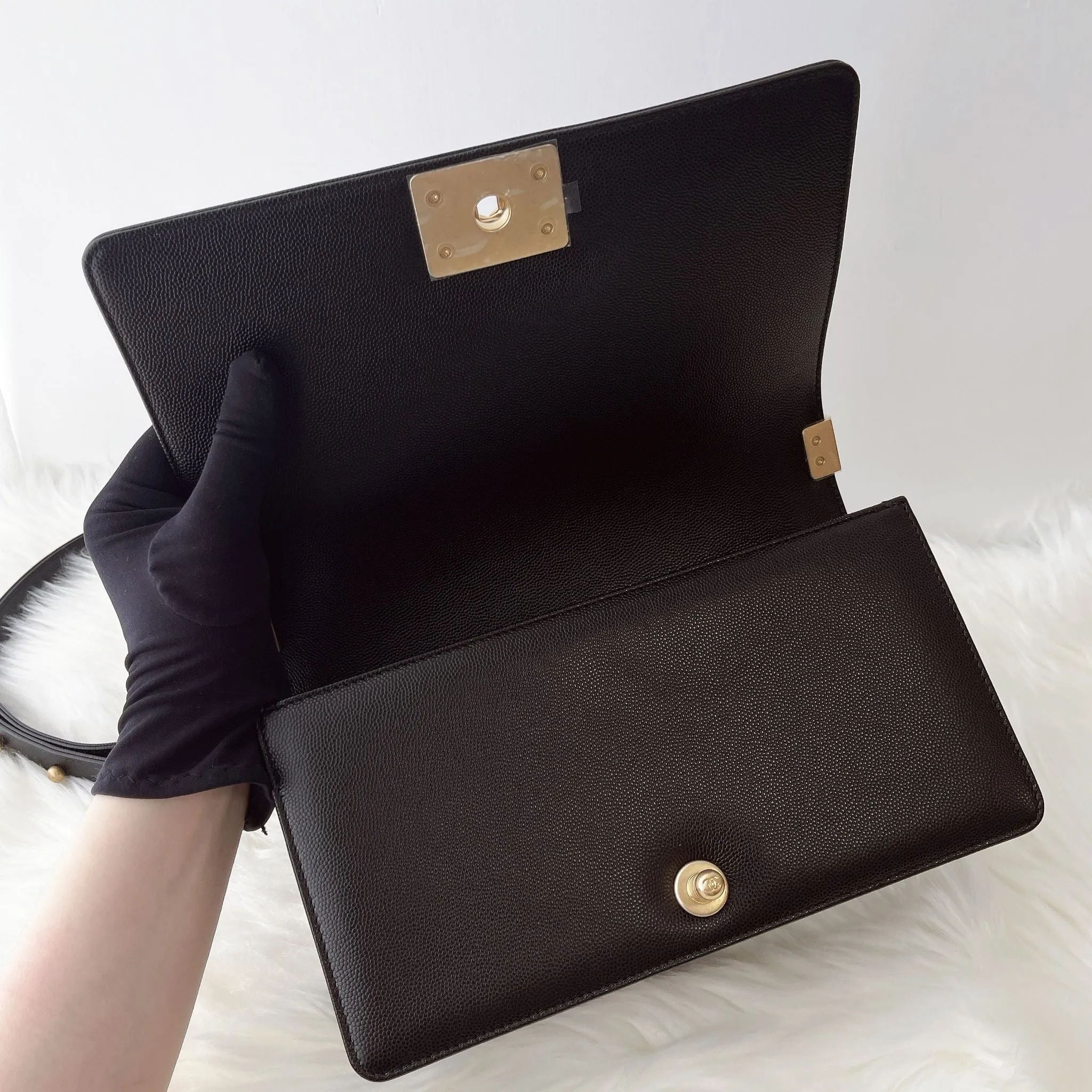 Chanel Leboy Old MediumBlack Caviar Gold-tone Hardware