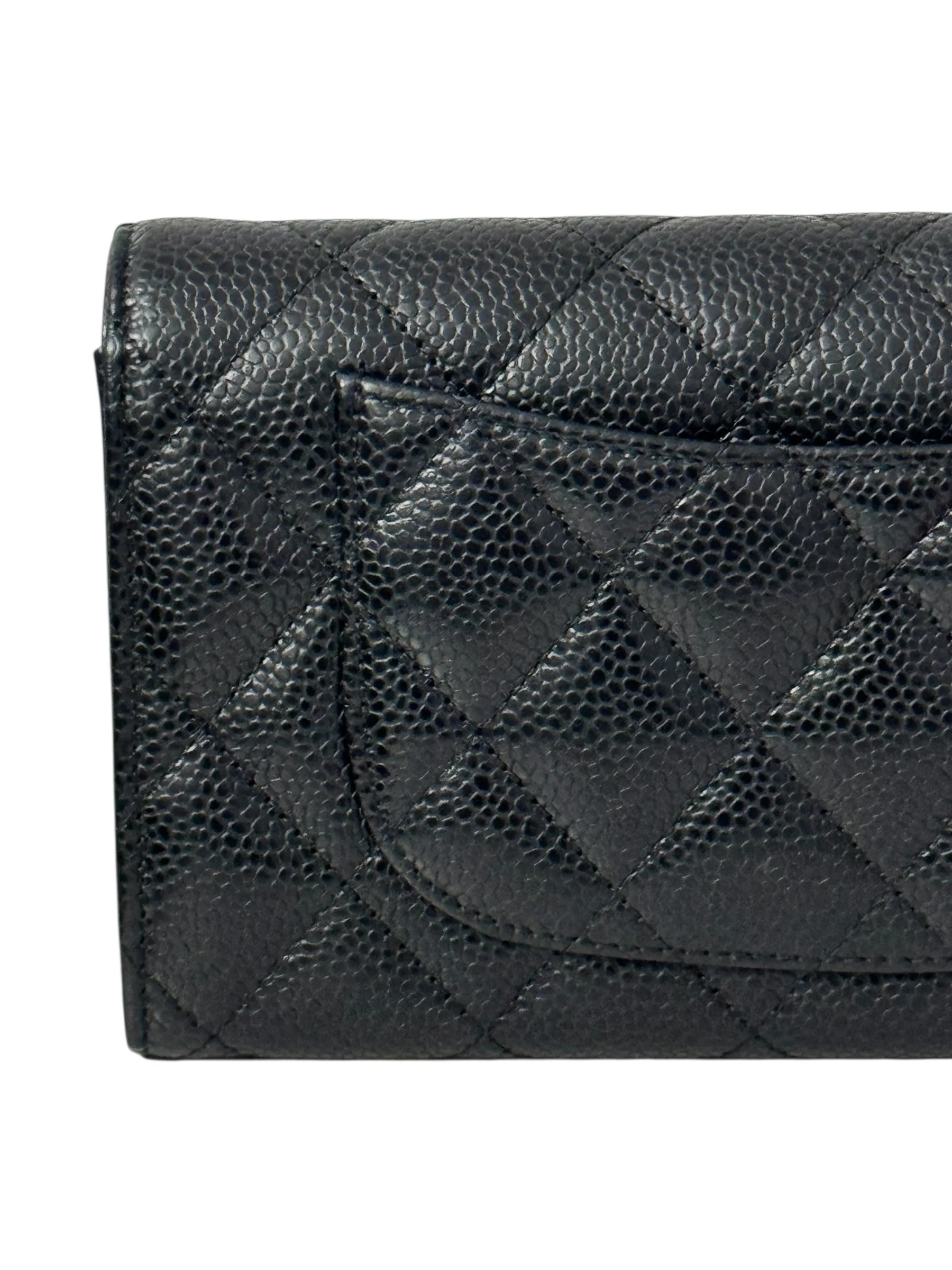 Chanel Long Zip Wallet Black Caviar Gold-tone Hardware