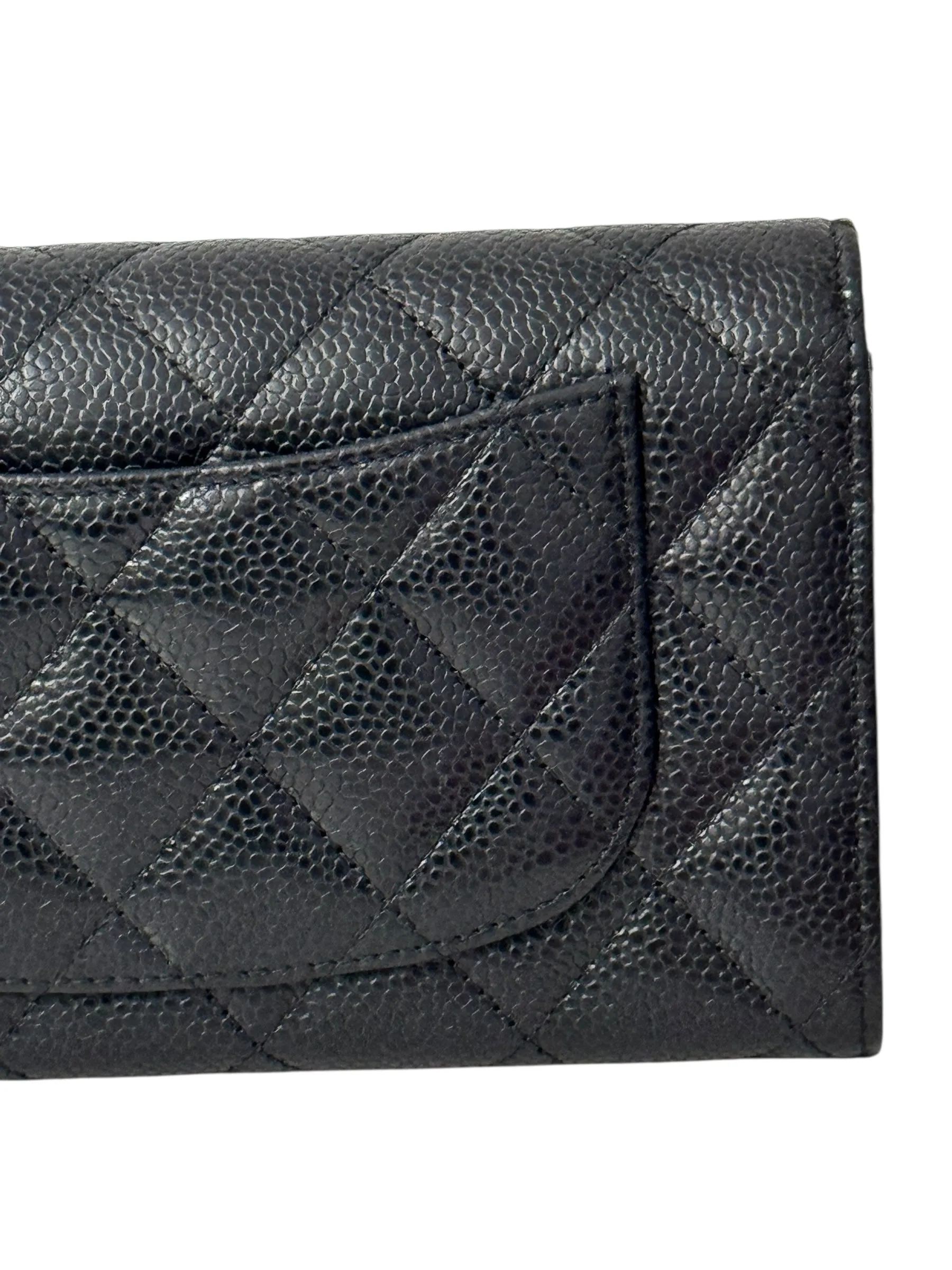 Chanel Long Zip Wallet Black Caviar Gold-tone Hardware
