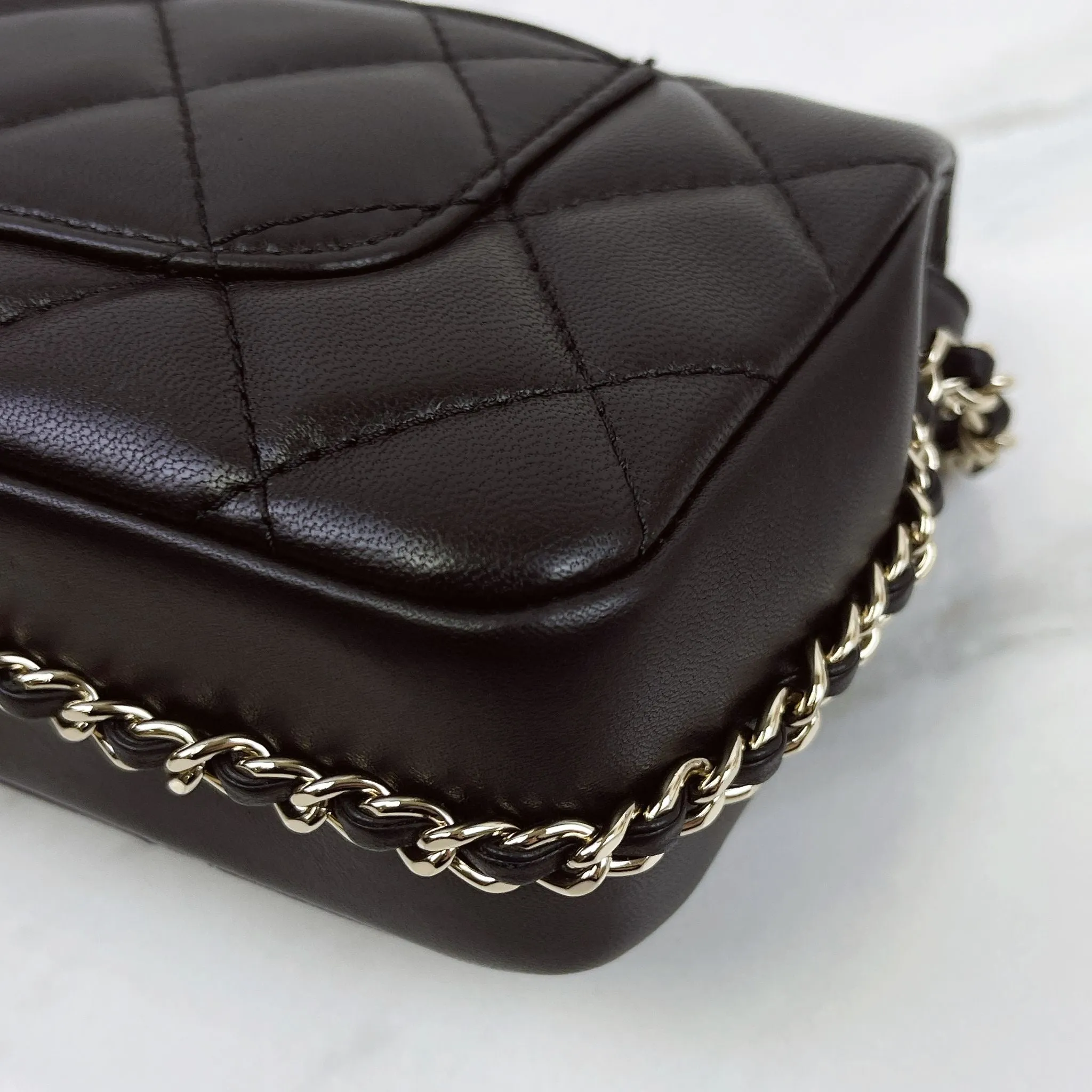 Chanel Precious Pearls Mini Flap Black Lambskin Light Gold-tone Hardware