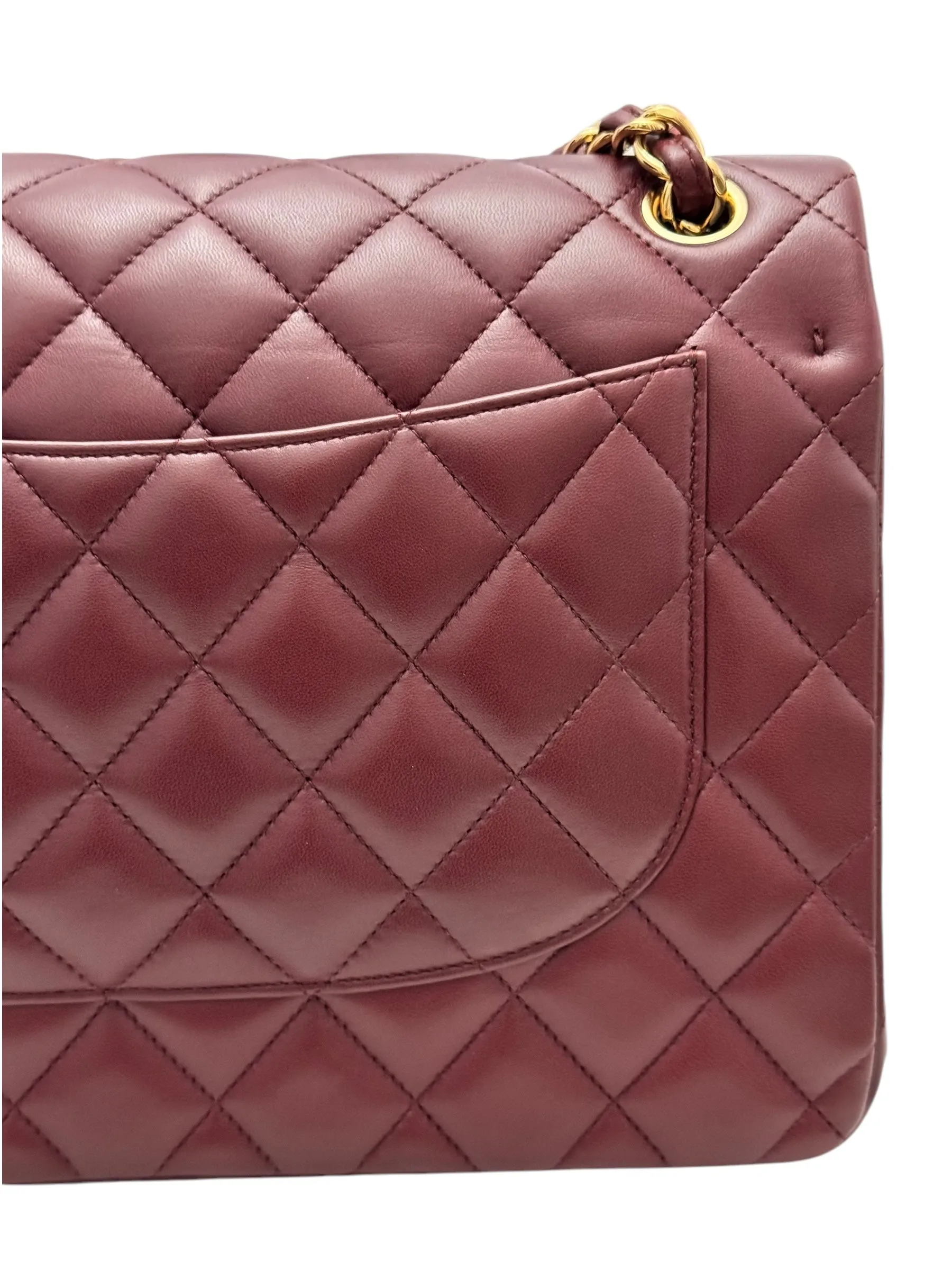 Chanel Timeless Classic Jumbo Burgundy Lambskin Gold-tone Hardware