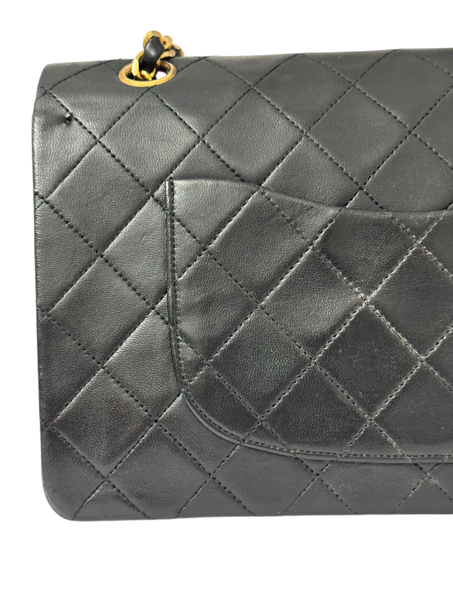 Chanel Timeless Classic Medium Vintage, Black Lambskin 24kt Gold-tone Hardware