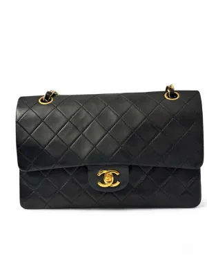 Chanel Timeless Classic Medium Vintage, Black Lambskin 24kt Gold-tone Hardware