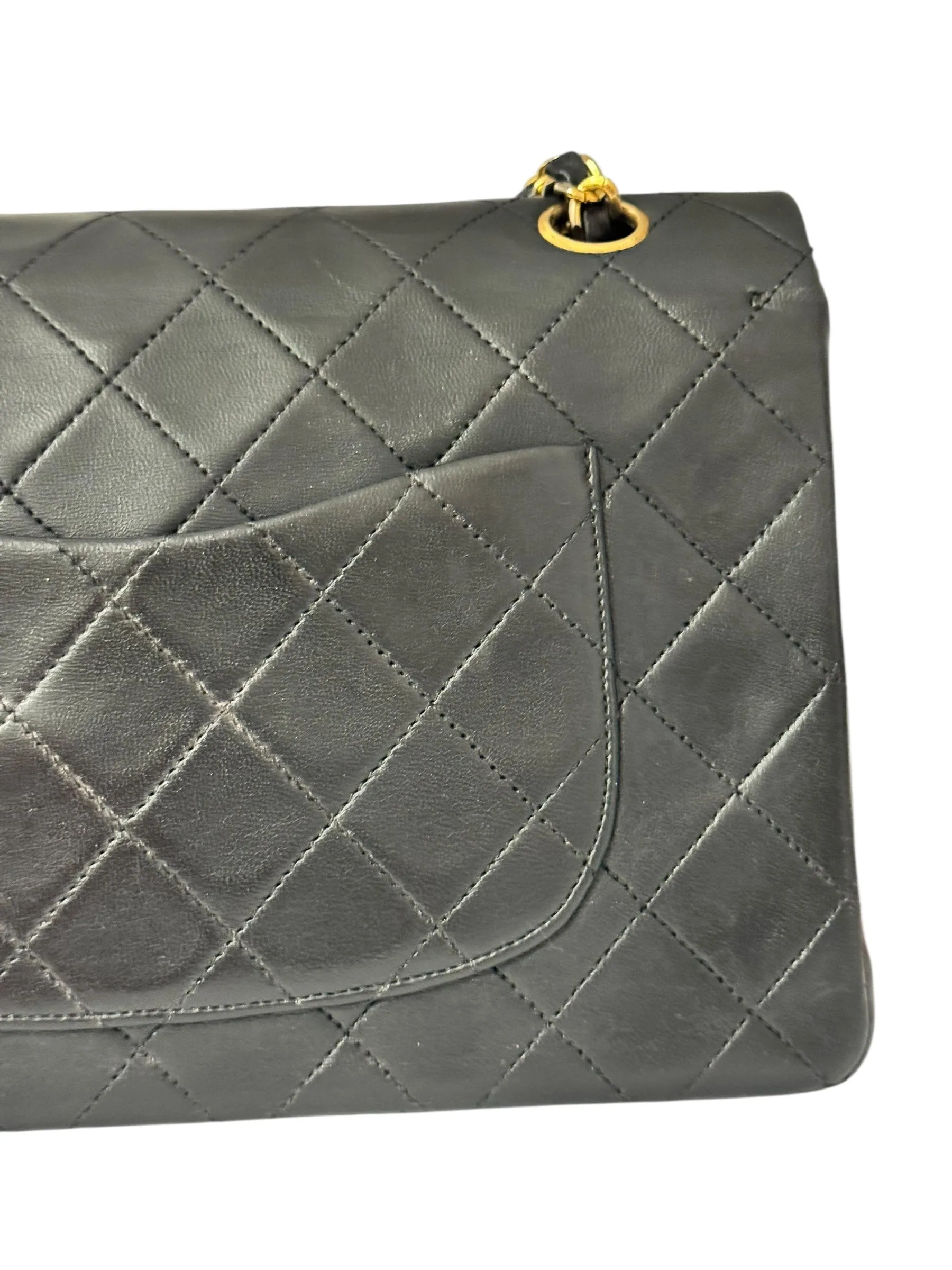 Chanel Timeless Classic Medium Vintage, Black Lambskin 24kt Gold-tone Hardware