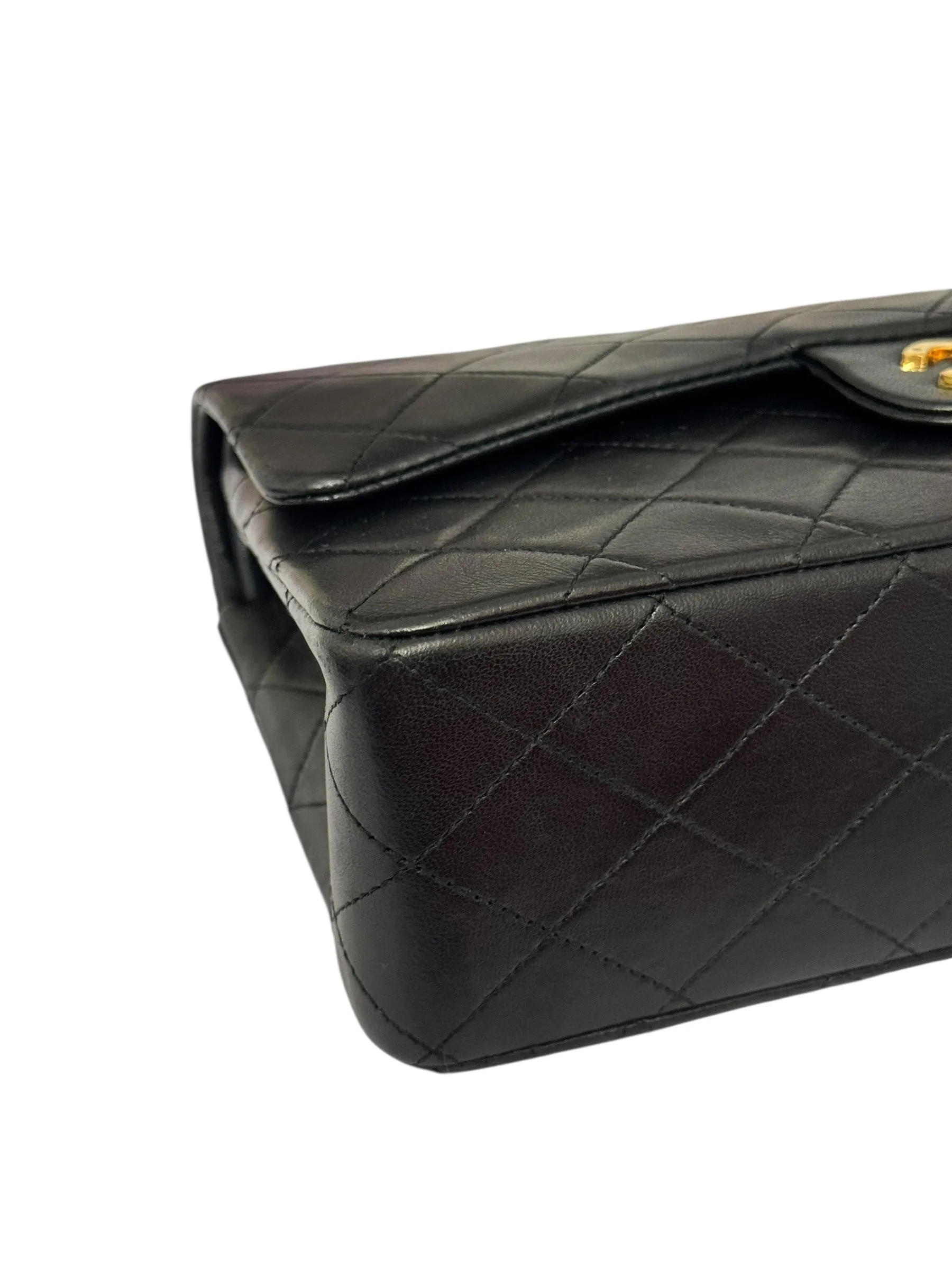 Chanel Timeless Classic Medium Vintage, Black Lambskin 24kt Gold-tone Hardware