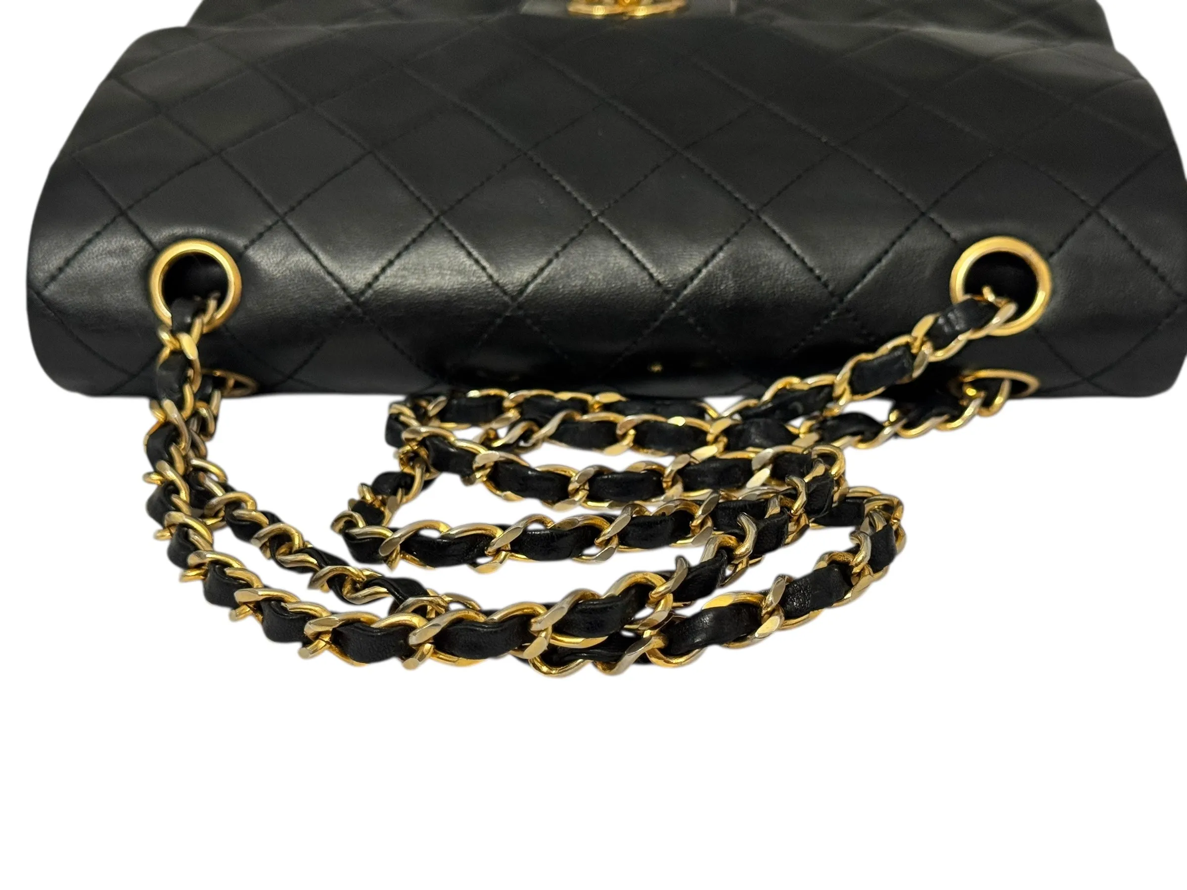 Chanel Timeless Classic Medium Vintage, Black Lambskin 24kt Gold-tone Hardware
