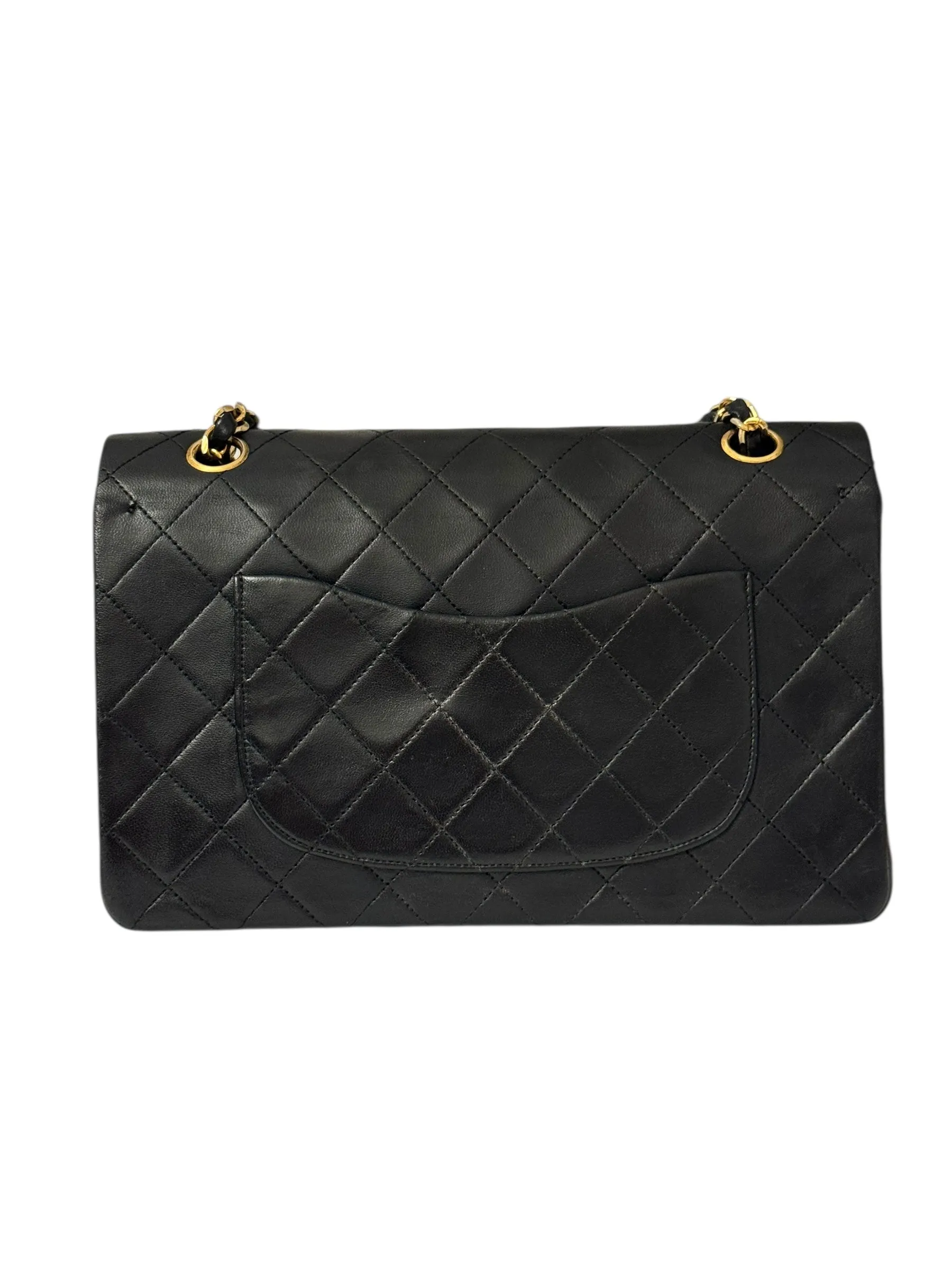 Chanel Timeless Classic Medium Vintage, Black Lambskin 24kt Gold-tone Hardware