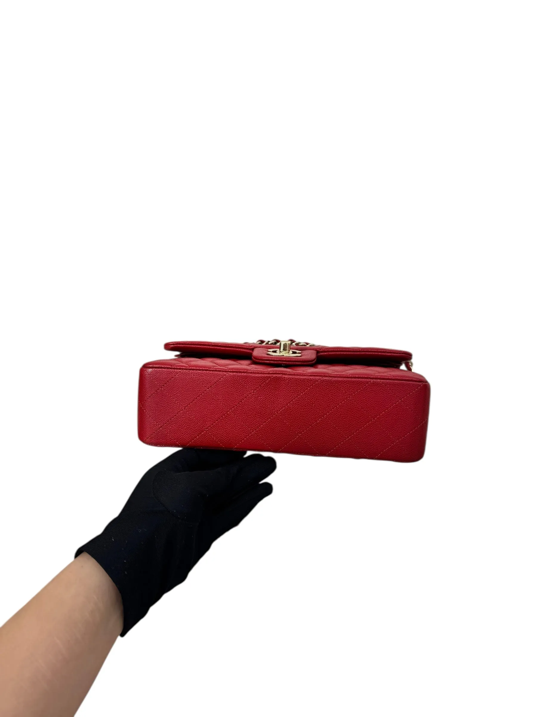 Chanel Timeless Classic Small 19B True Red Caviar Gold-tone Hardware