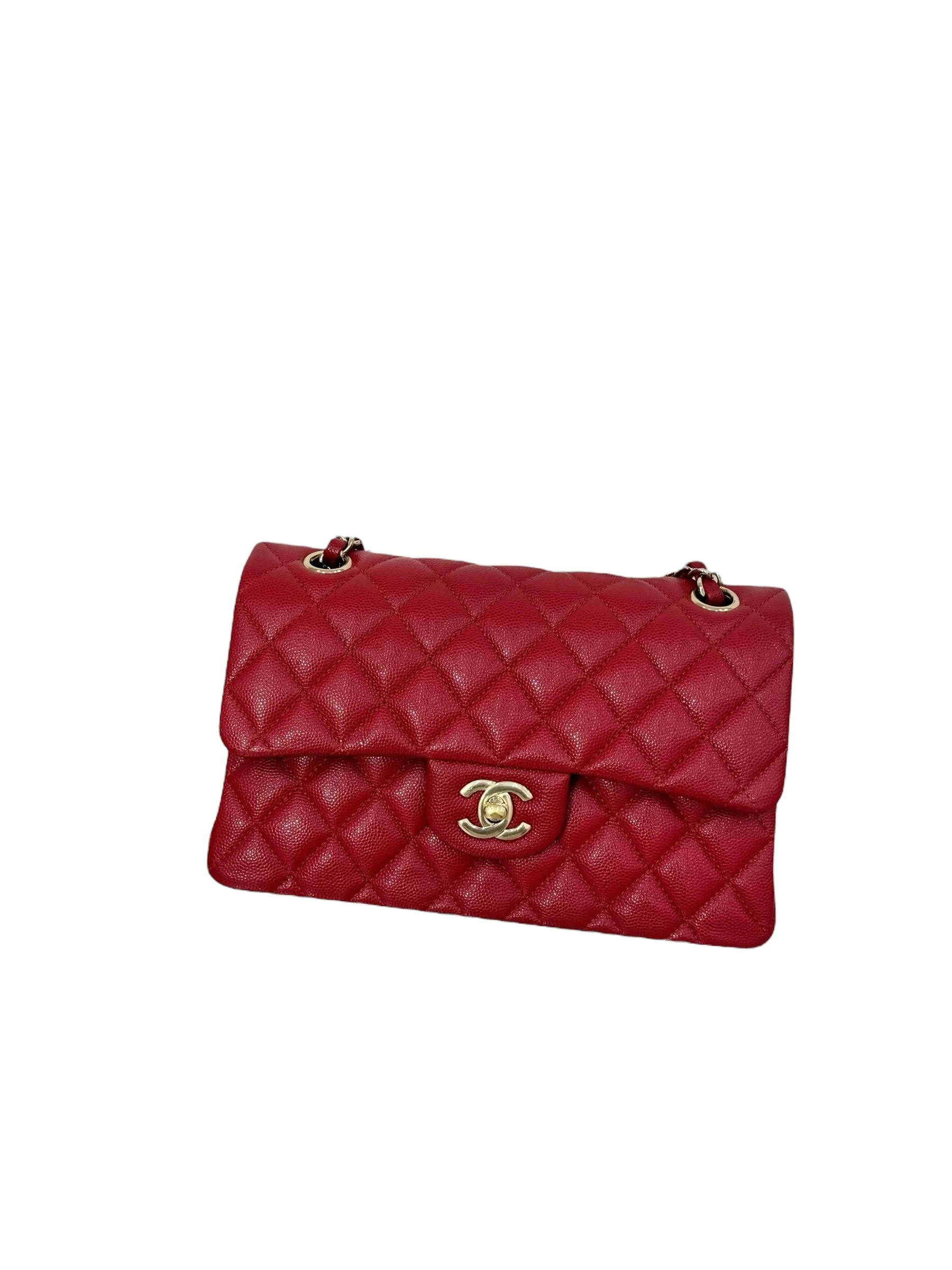 Chanel Timeless Classic Small 19B True Red Caviar Gold-tone Hardware