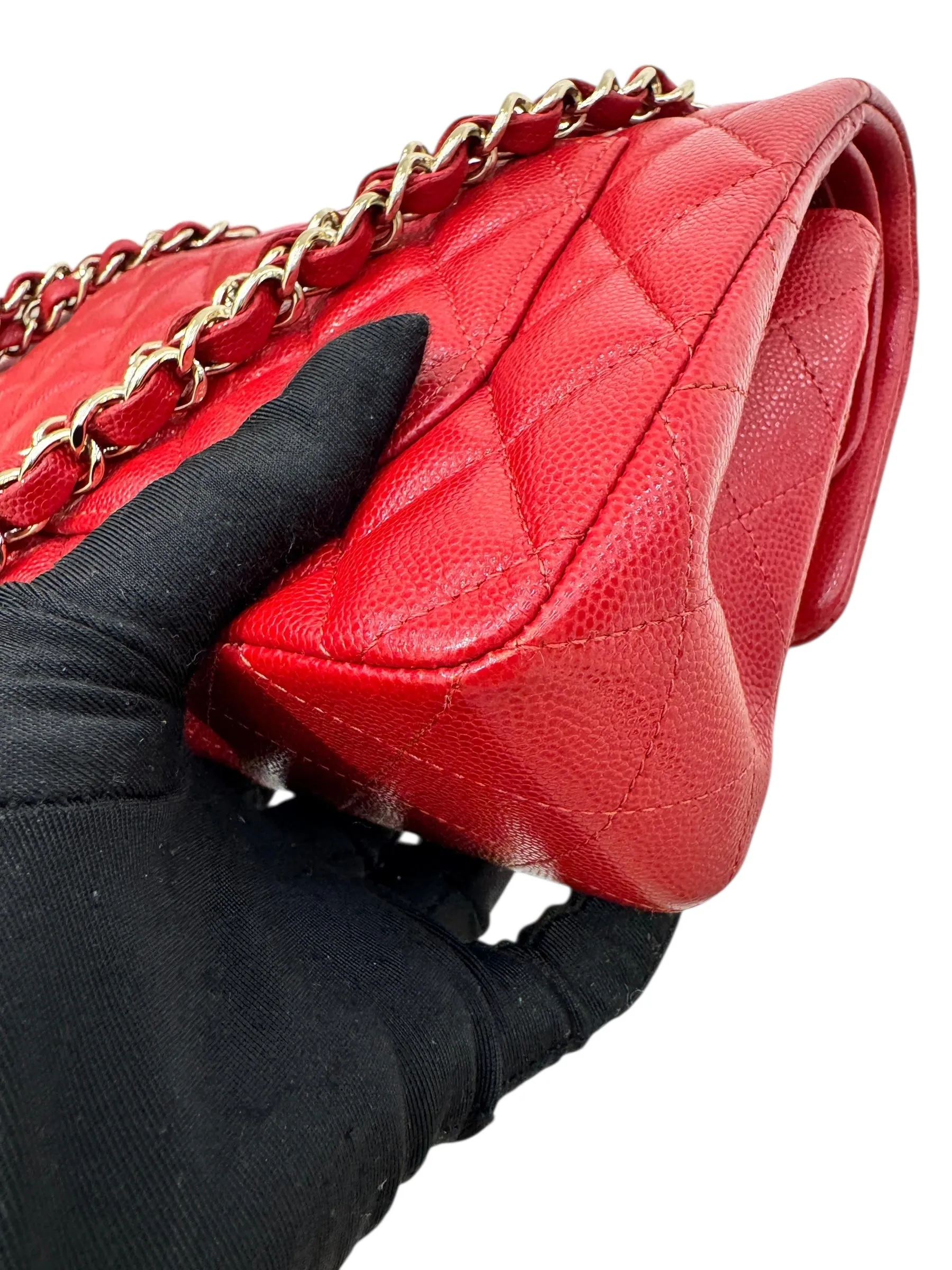 Chanel Timeless Classic Small 19B True Red Caviar Gold-tone Hardware
