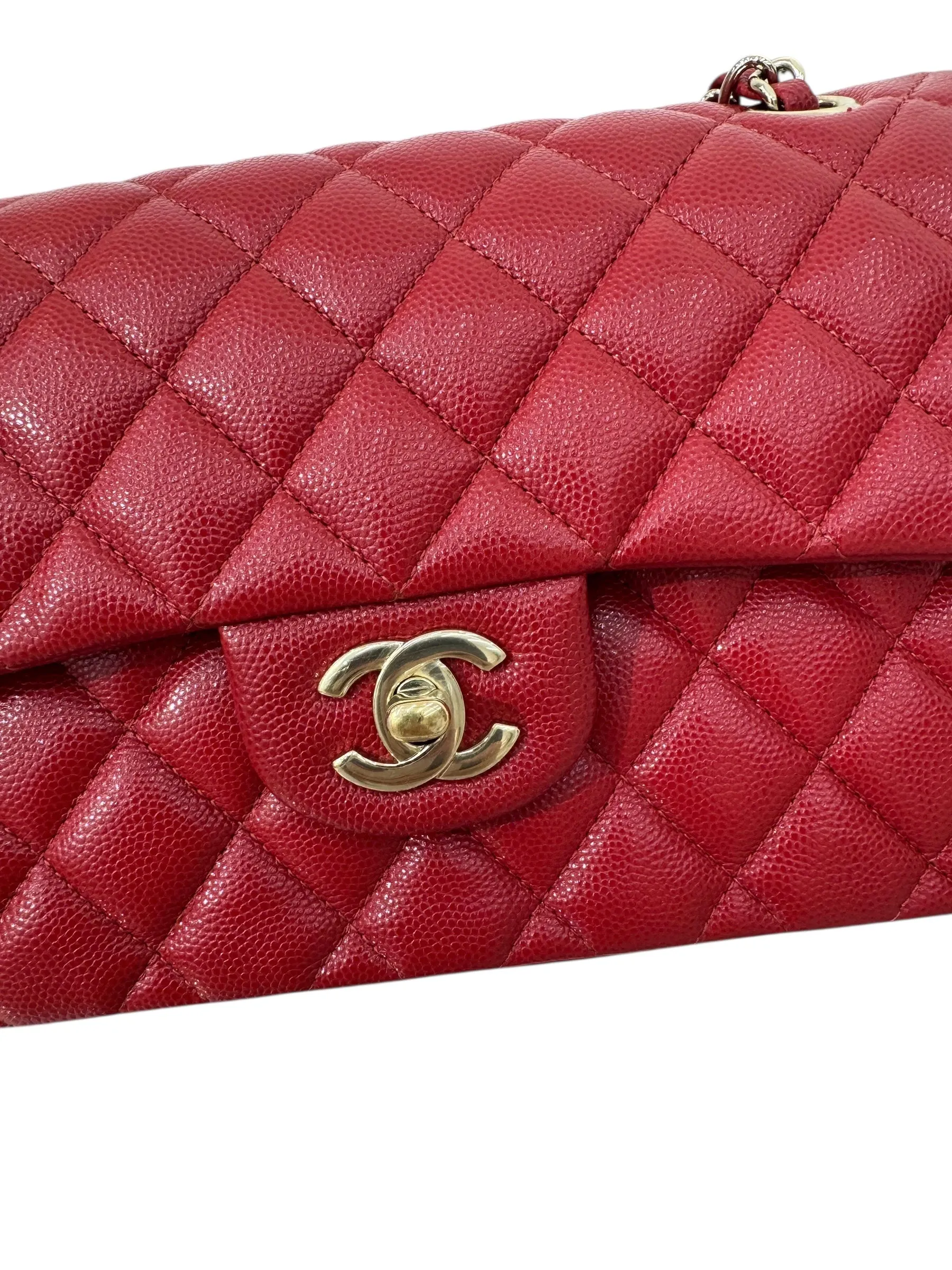 Chanel Timeless Classic Small 19B True Red Caviar Gold-tone Hardware