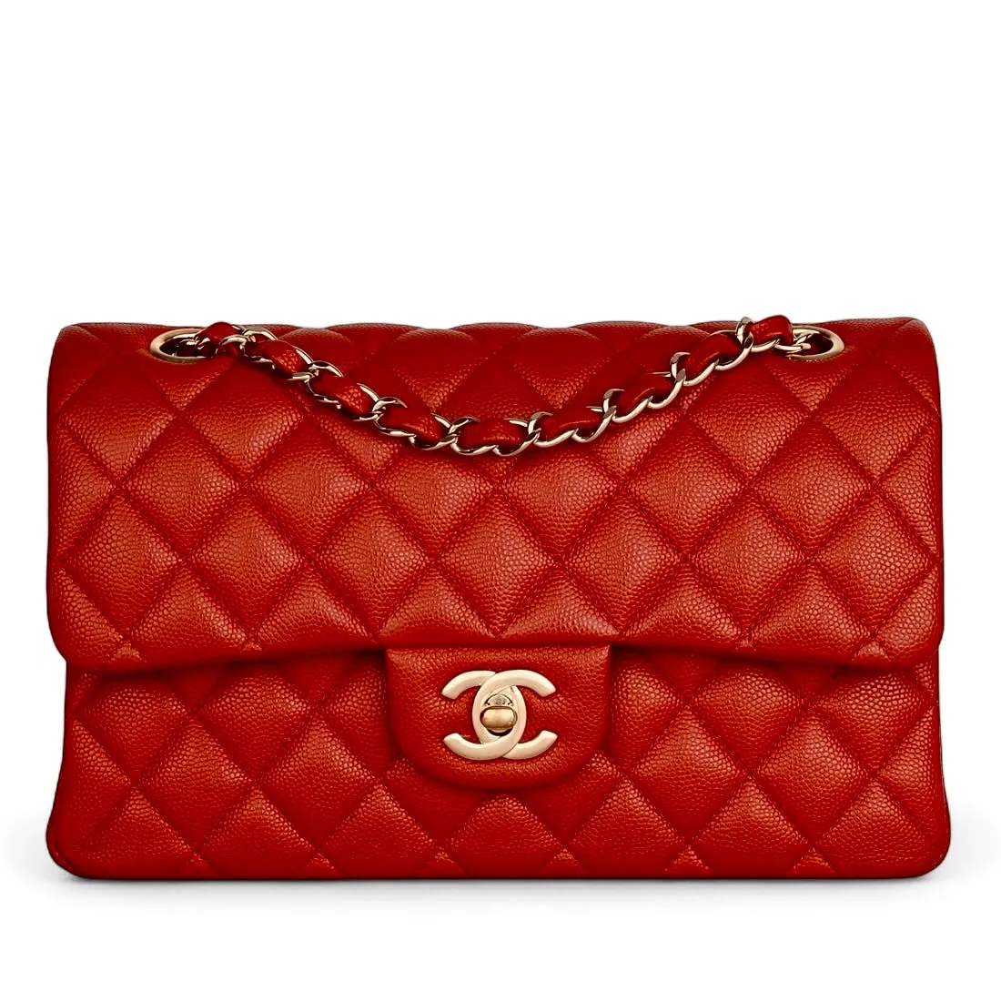 Chanel Timeless Classic Small 19B True Red Caviar Gold-tone Hardware