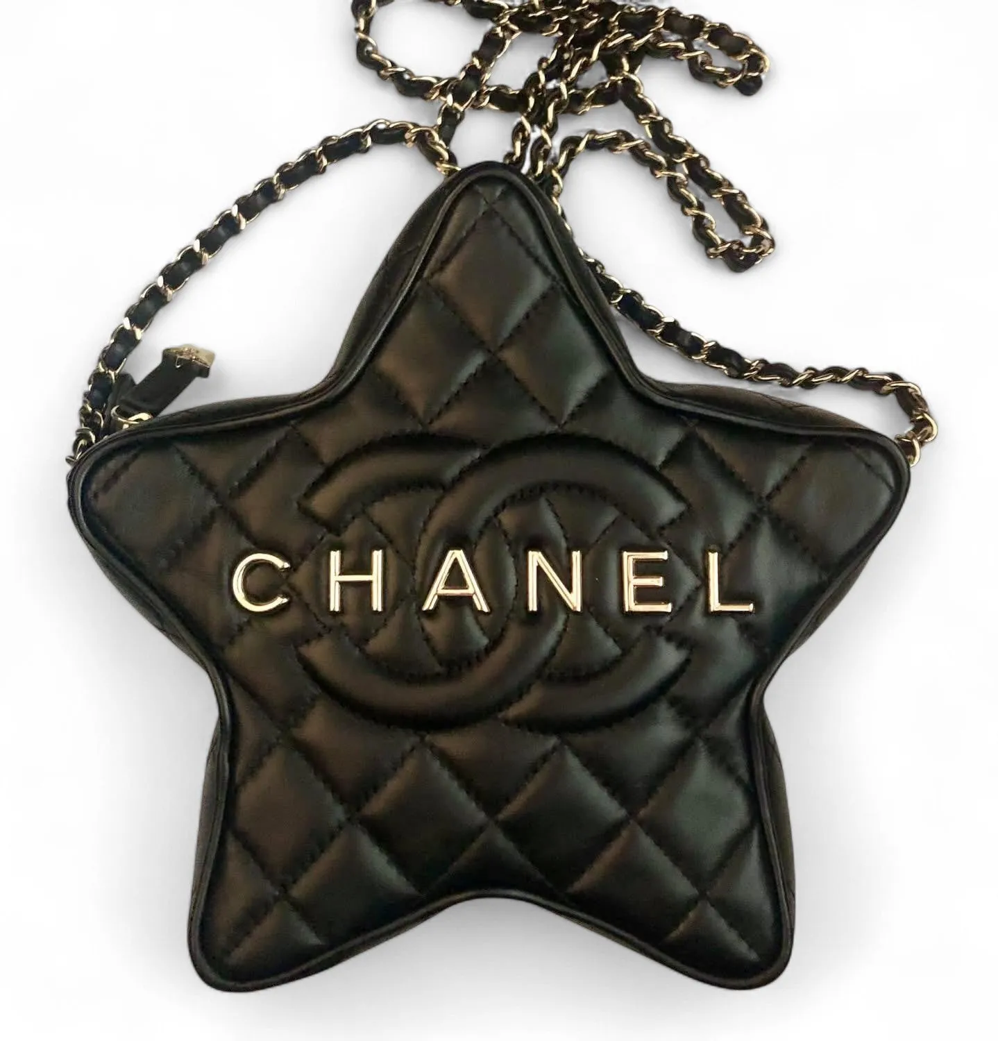 Chanel Walk of Fame Star Bag  24C Black Lambskin With Gold-tone Hardware