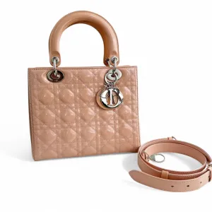 Christian Dior Lady Dior Medium Pink Patent Leather Gold-tone Hardware
