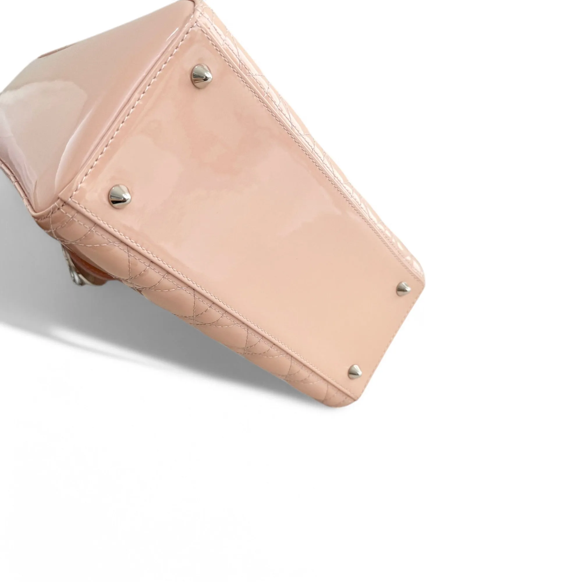 Christian Dior Lady Dior Medium Pink Patent Leather Gold-tone Hardware