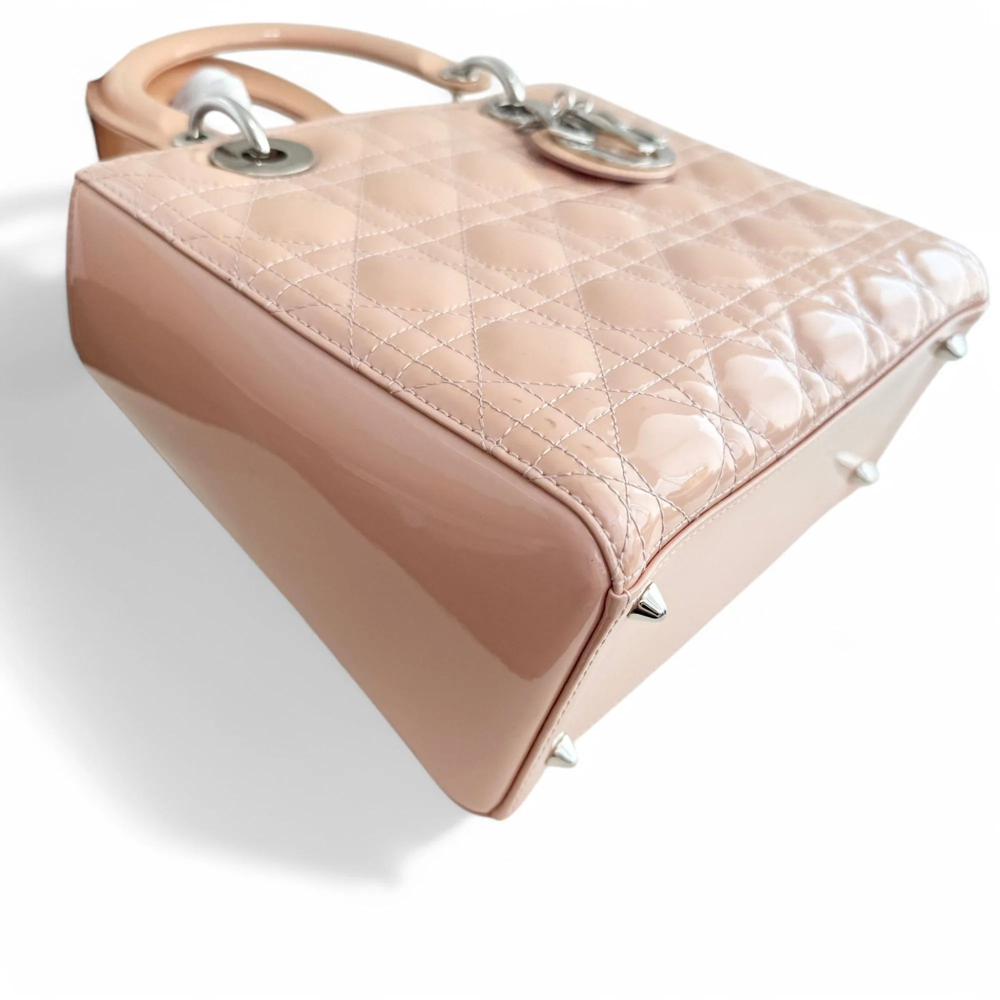 Christian Dior Lady Dior Medium Pink Patent Leather Gold-tone Hardware