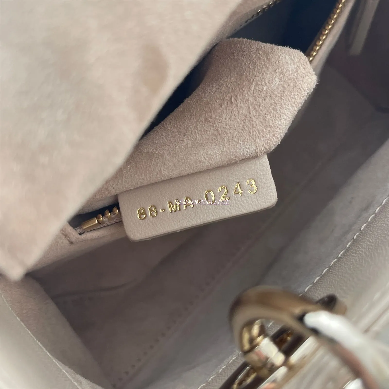Christian Dior Lady Dior Mini Beige Lambskin Gold-tone Hardware