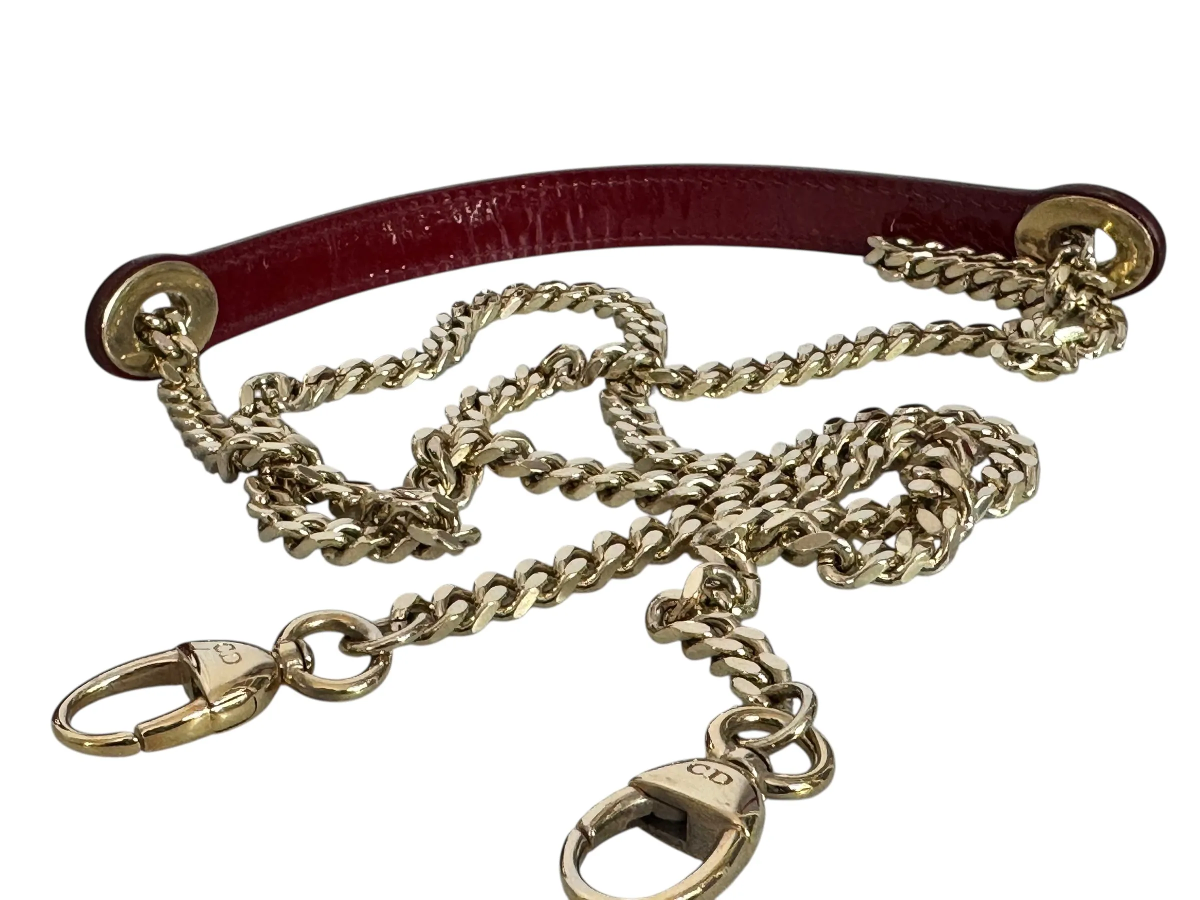 Christian Dior Lady Dior Mini Cherry Red Patent Leather, Gold-tone Hardware