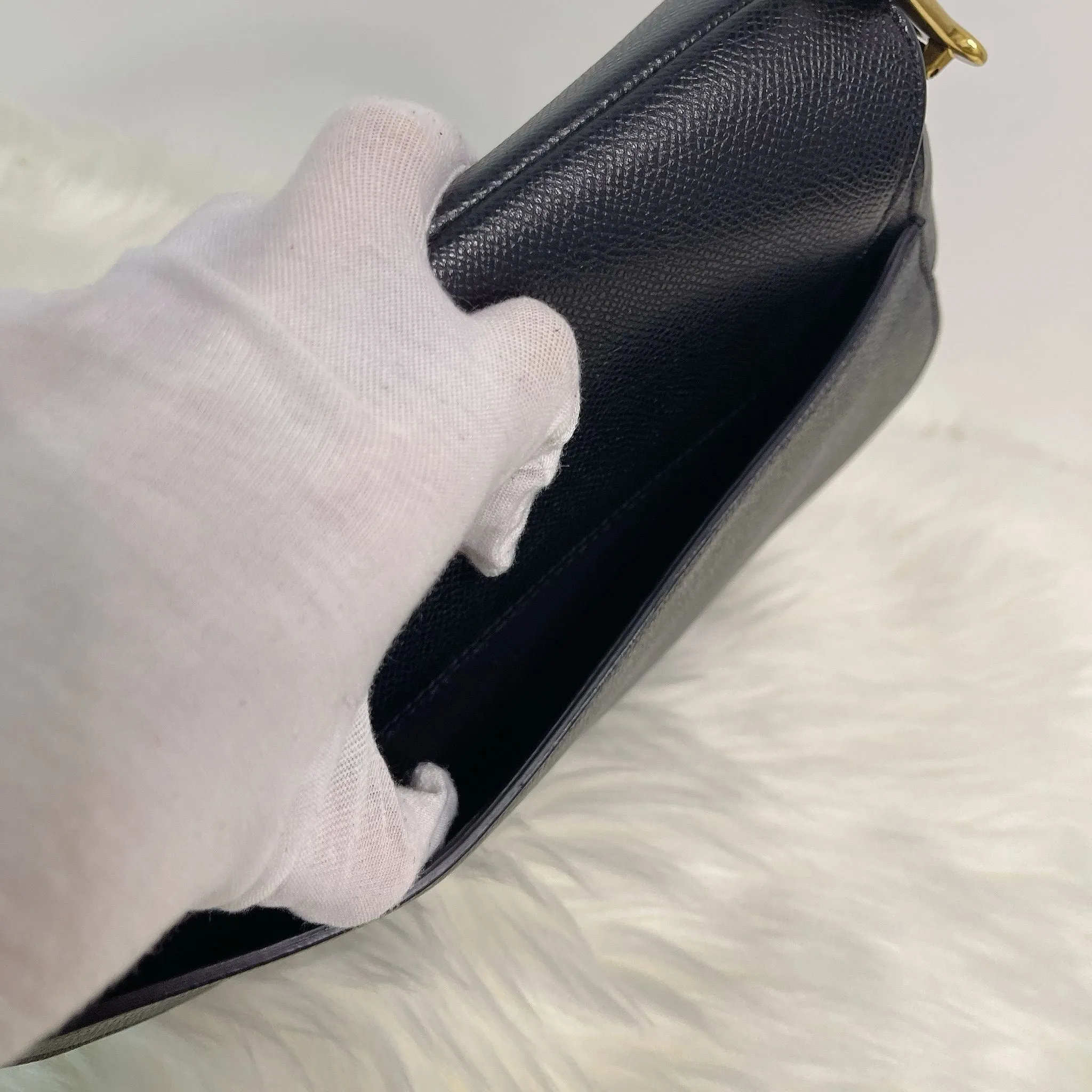 Christian Dior Saddle Bag Medium Black Grained Leather, Gold-tone Hardware