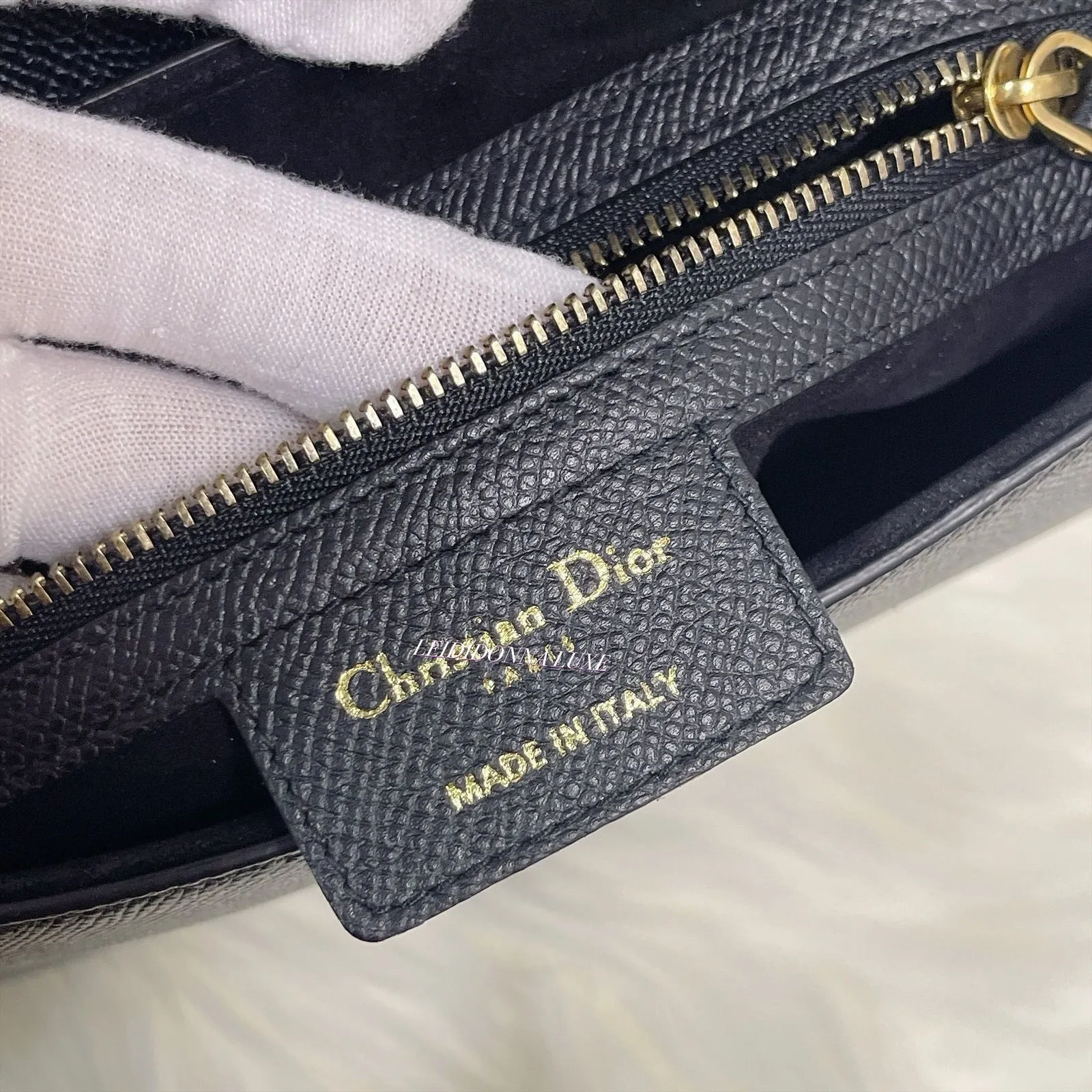 Christian Dior Saddle Bag Medium Black Grained Leather, Gold-tone Hardware