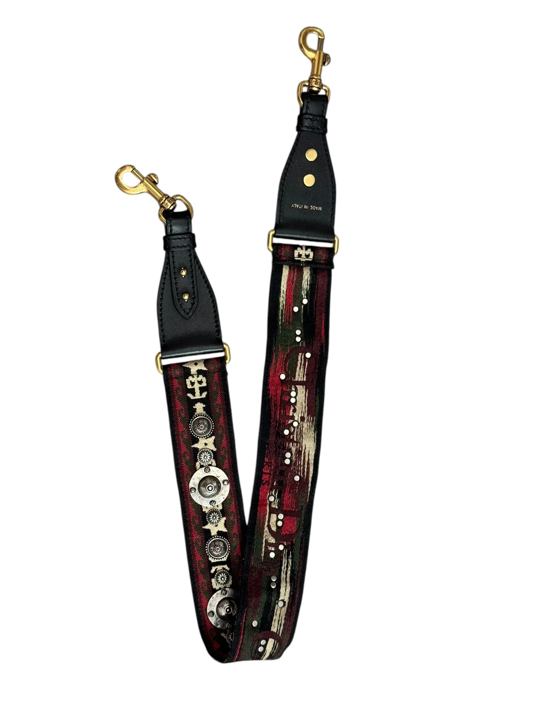 Christian Dior Saddle Bag Medium with Guitar Strap, Black Calf Leather Gold-tone Hardware