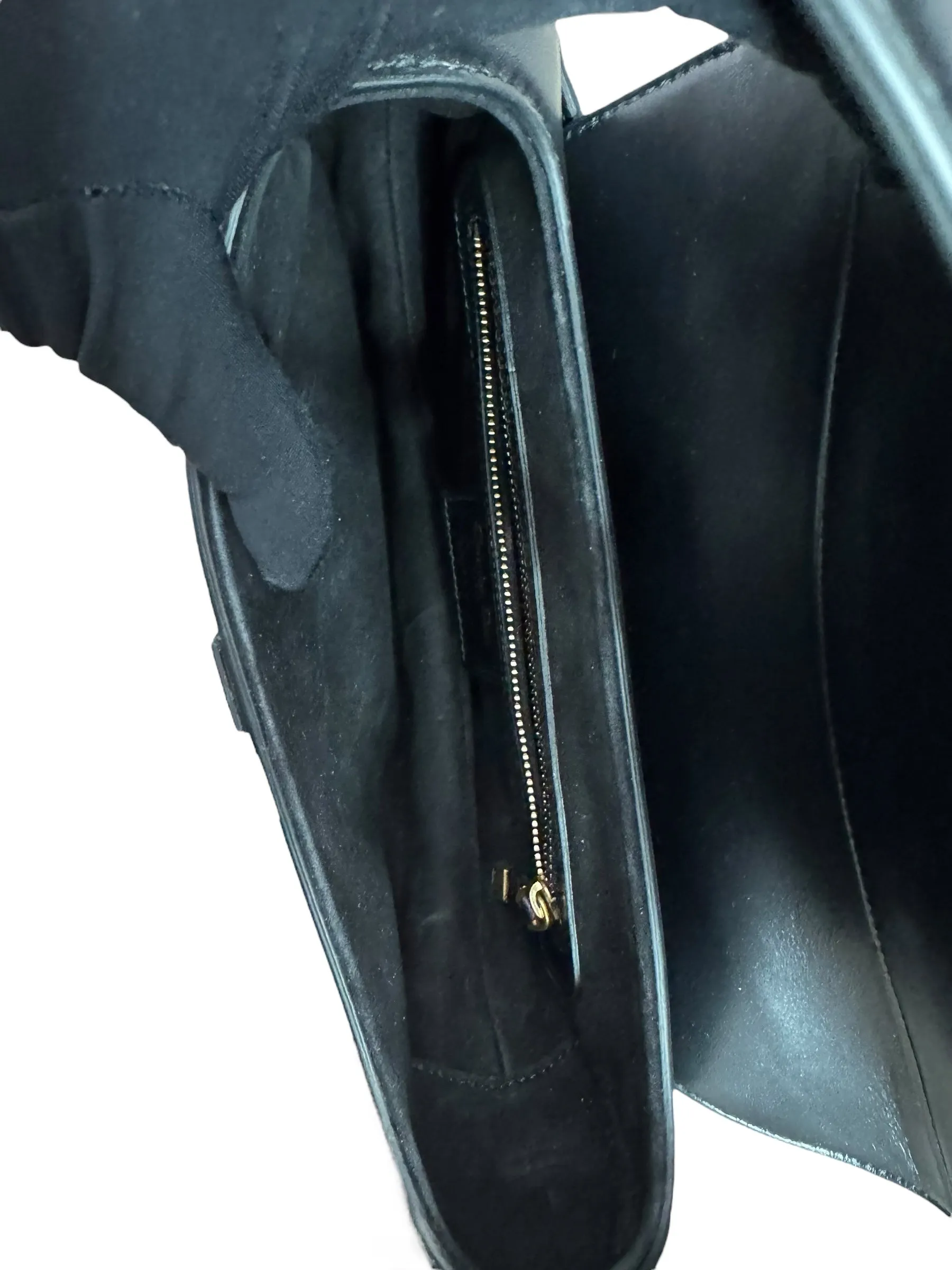 Christian Dior Saddle Bag Medium with Guitar Strap, Black Calf Leather Gold-tone Hardware