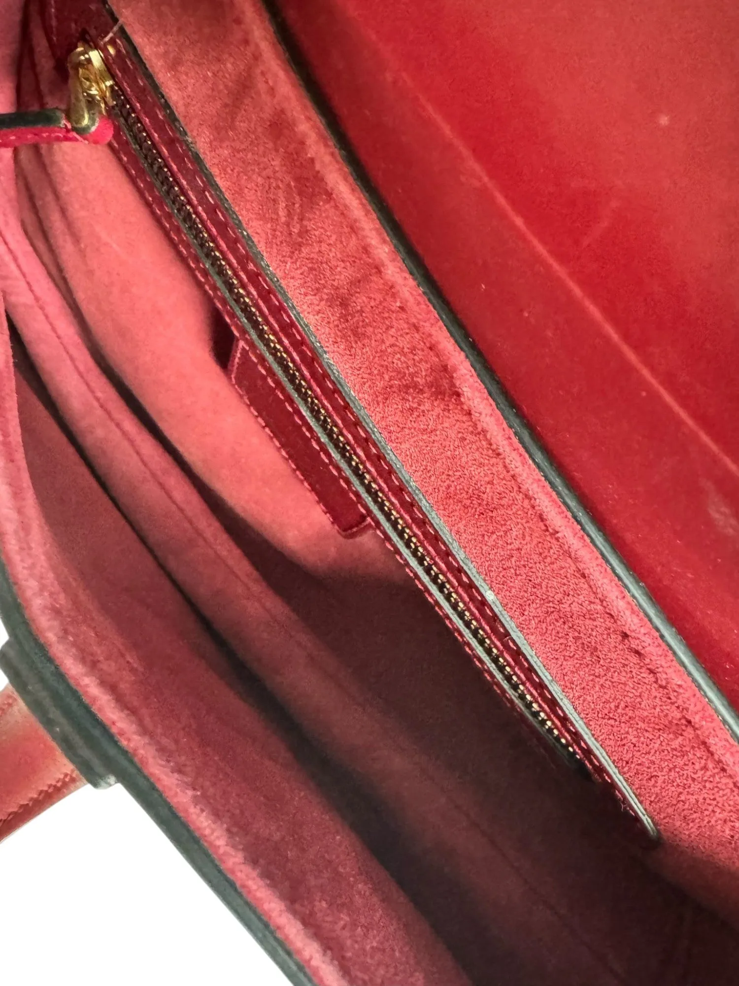 Christian Dior Saddle Bag Medium with Guitar Strap, Deep Red Calfskin, Gold-tone Hardware