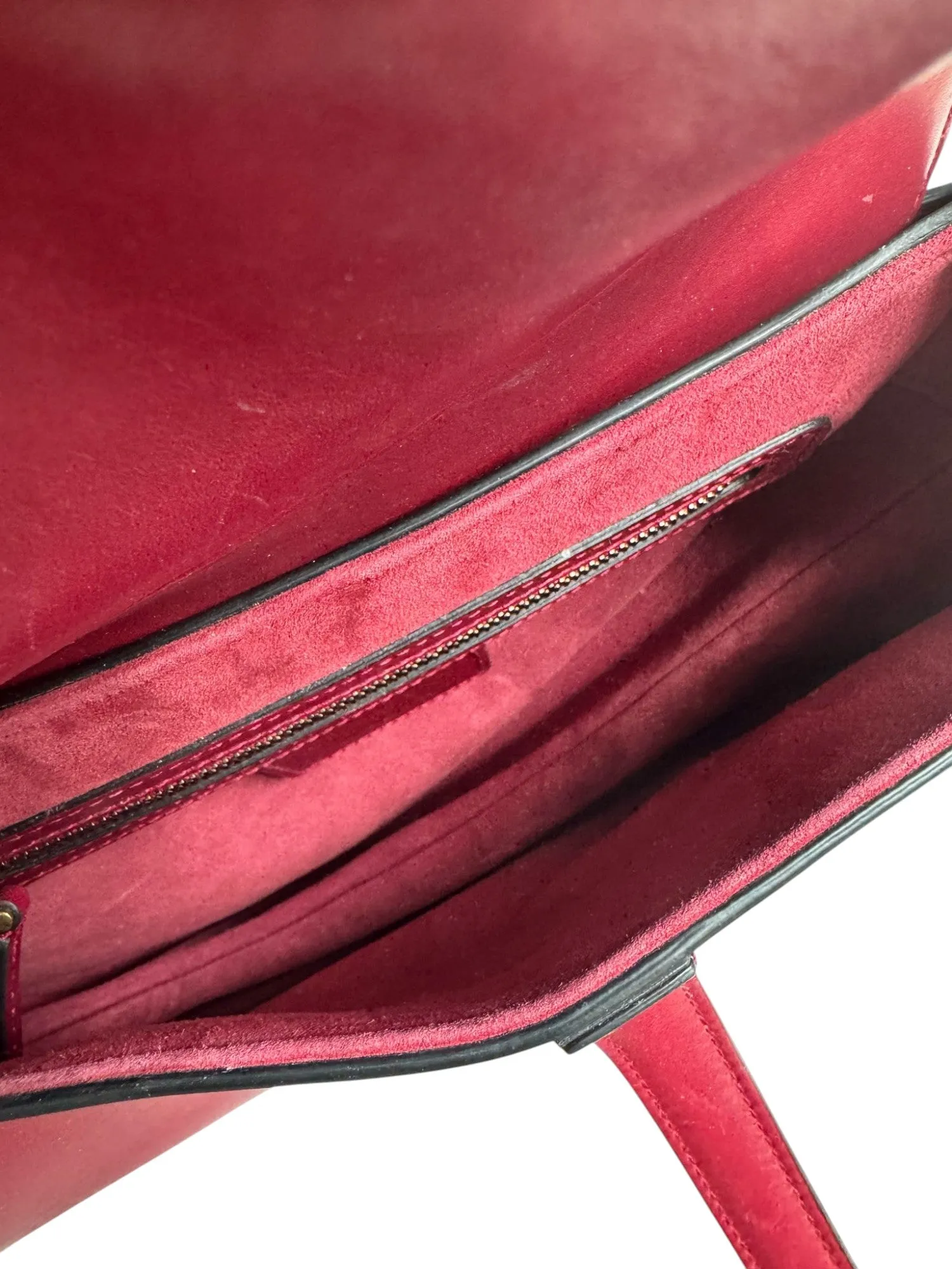 Christian Dior Saddle Bag Medium with Guitar Strap, Deep Red Calfskin, Gold-tone Hardware